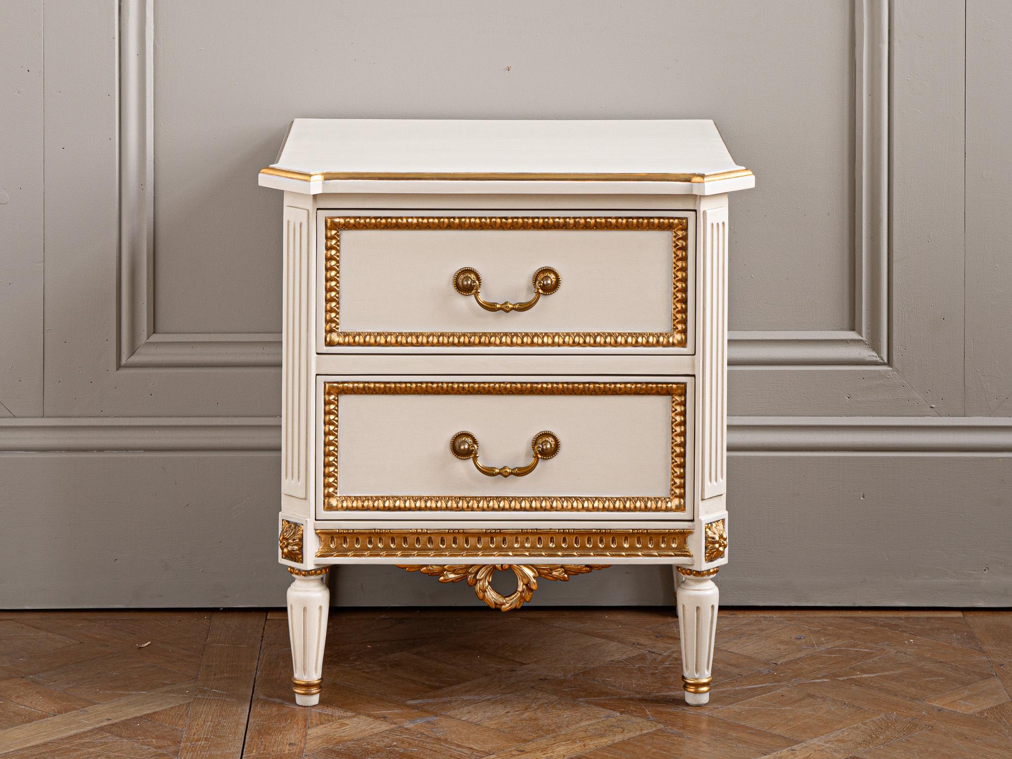 Hand-Painted Classic Louis XVI Style Bedside Cabinet By La Maison London For Sale