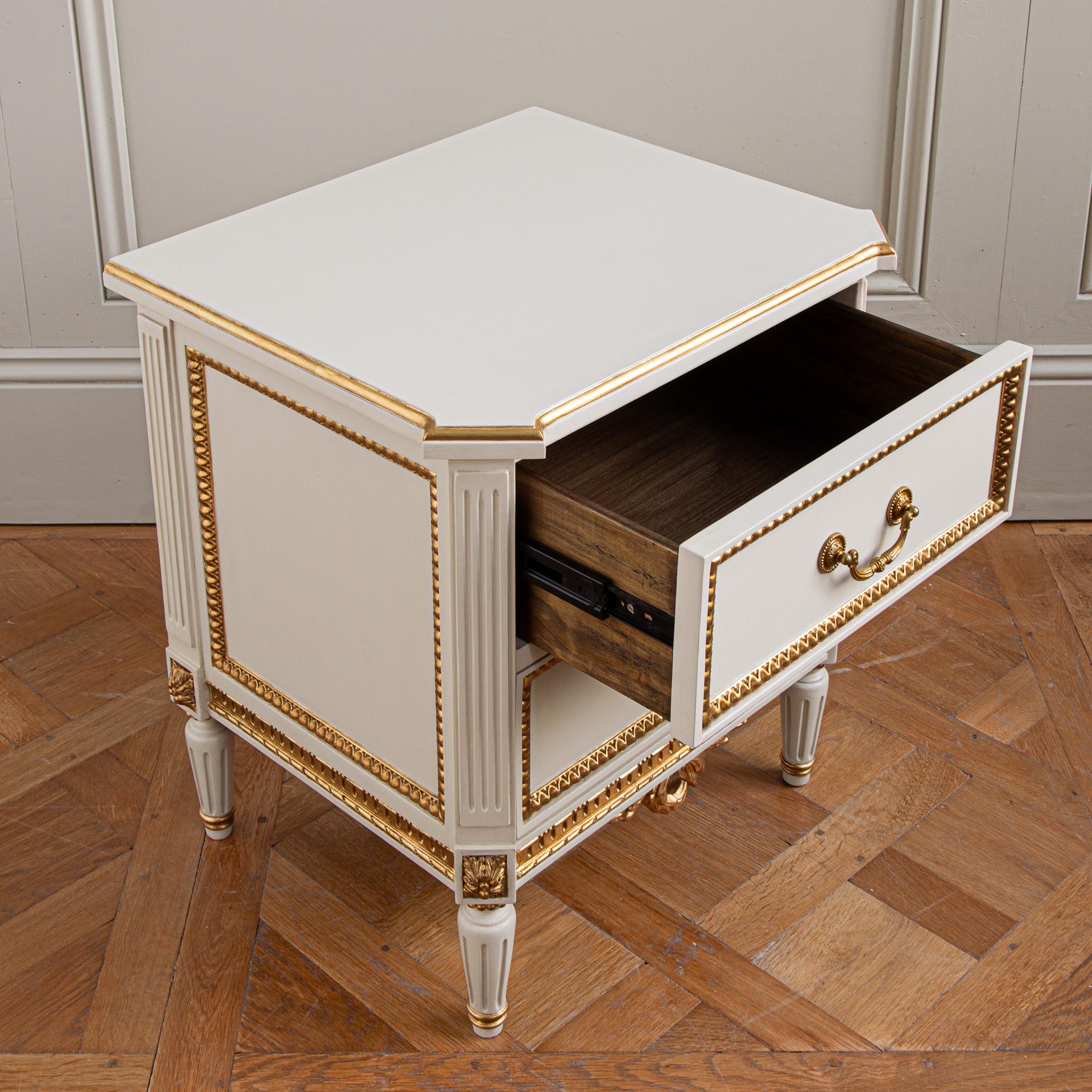 Gold Classic Louis XVI Style Bedside Cabinet By La Maison London For Sale