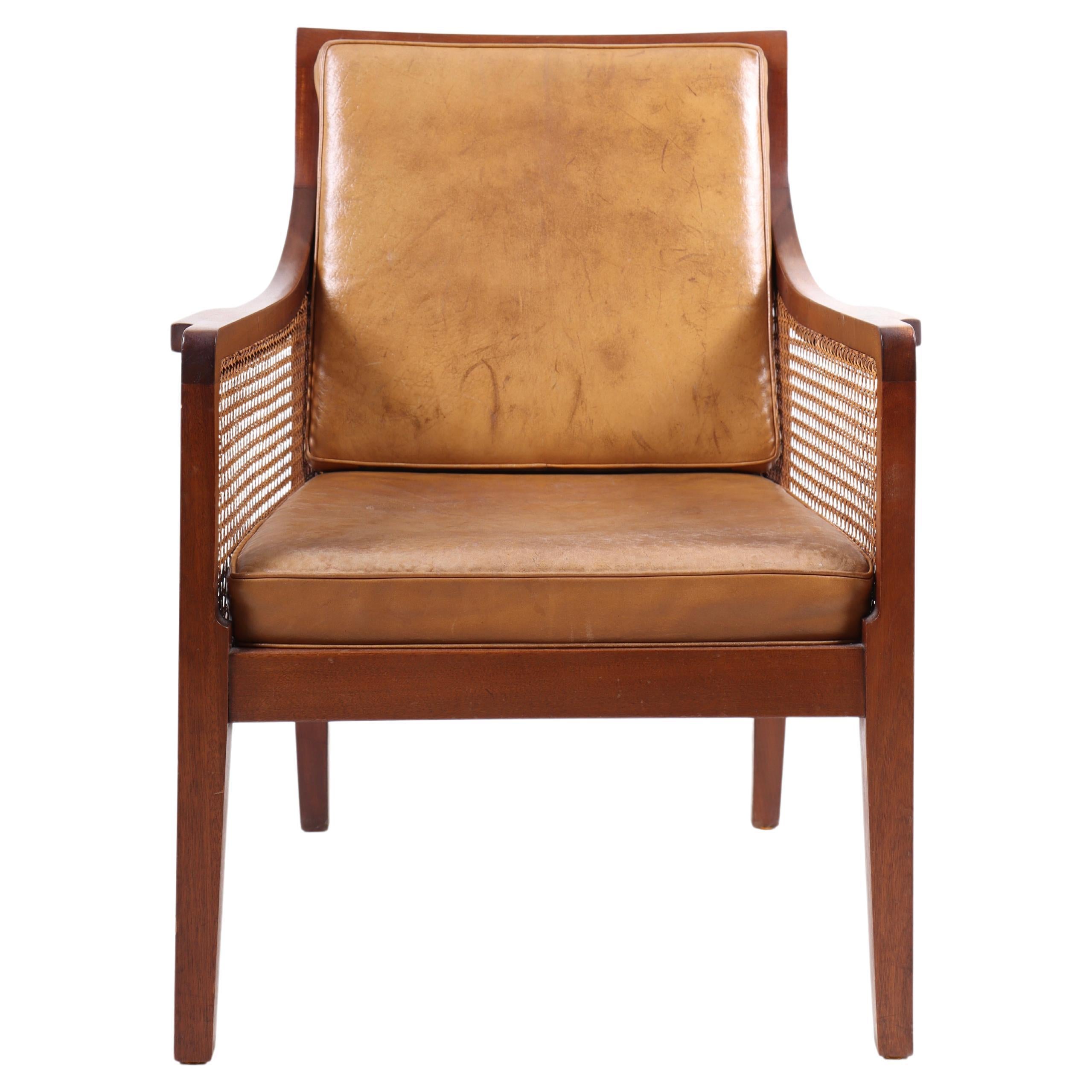 Classic Lounge Chair in Mahogany and French Cane, Made in Denmark 1940s For  Sale at 1stDibs