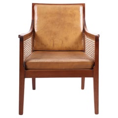 Classic Lounge Chair in Mahogany and French Cane, Made in Denmark 1940s