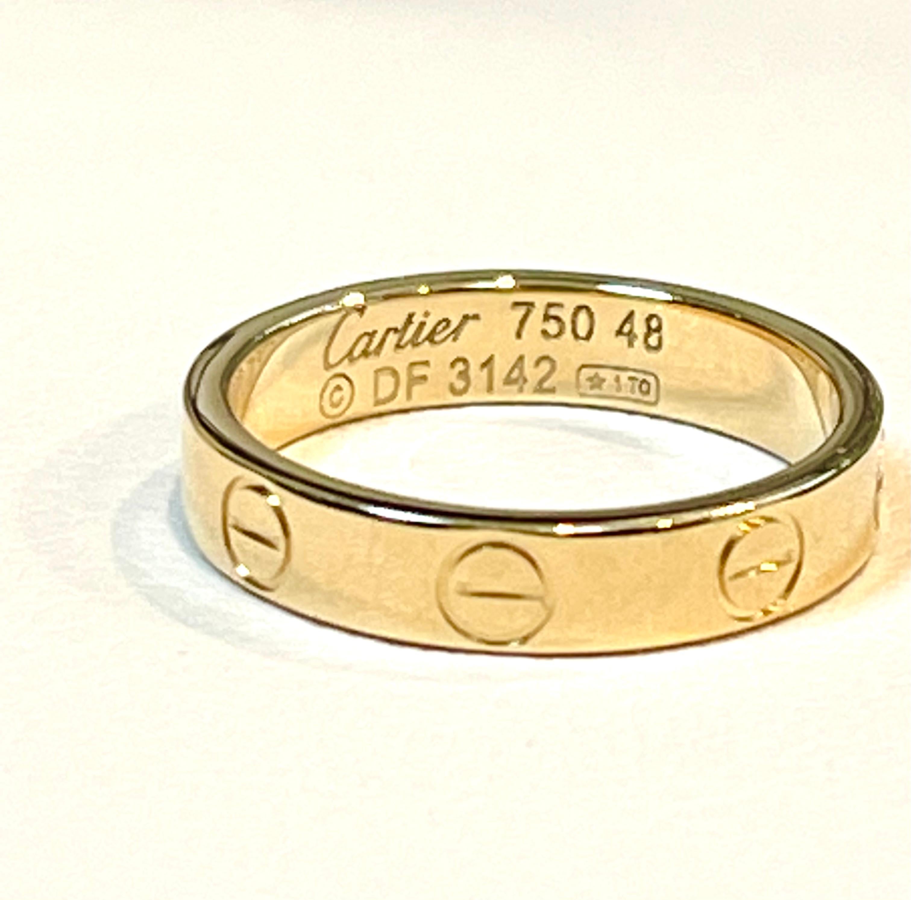 Classic Love Ring Made Signed And Numbered By Cartier 18 Karat 