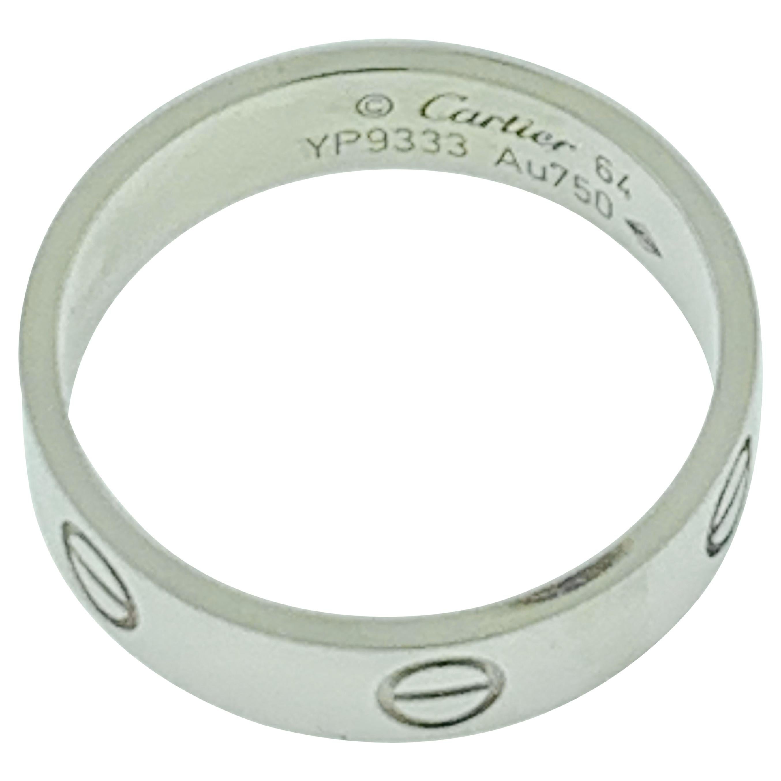 Classic "Love Ring" Made, Signed and Numbered by Cartier 18 Karat White Gold , 64