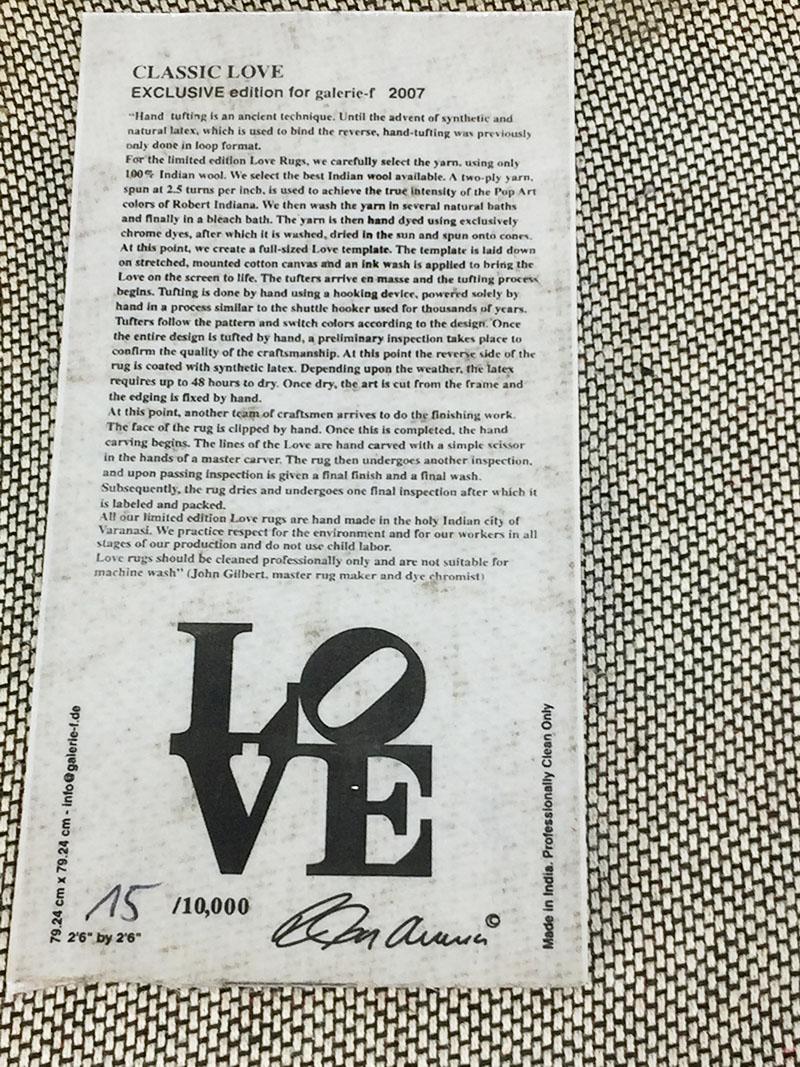 „Classic Love“ Wandteppich aus Wolle, exklusiv für die F-Galerie, 2007, # 15/10,000 (20. Jahrhundert) im Angebot