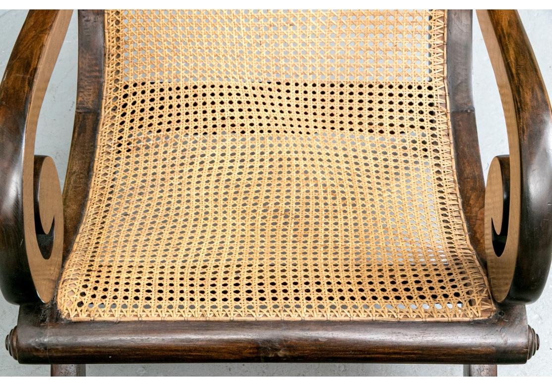 Sedia e ottomana di piantagione classica in mogano e canne in vendita 3