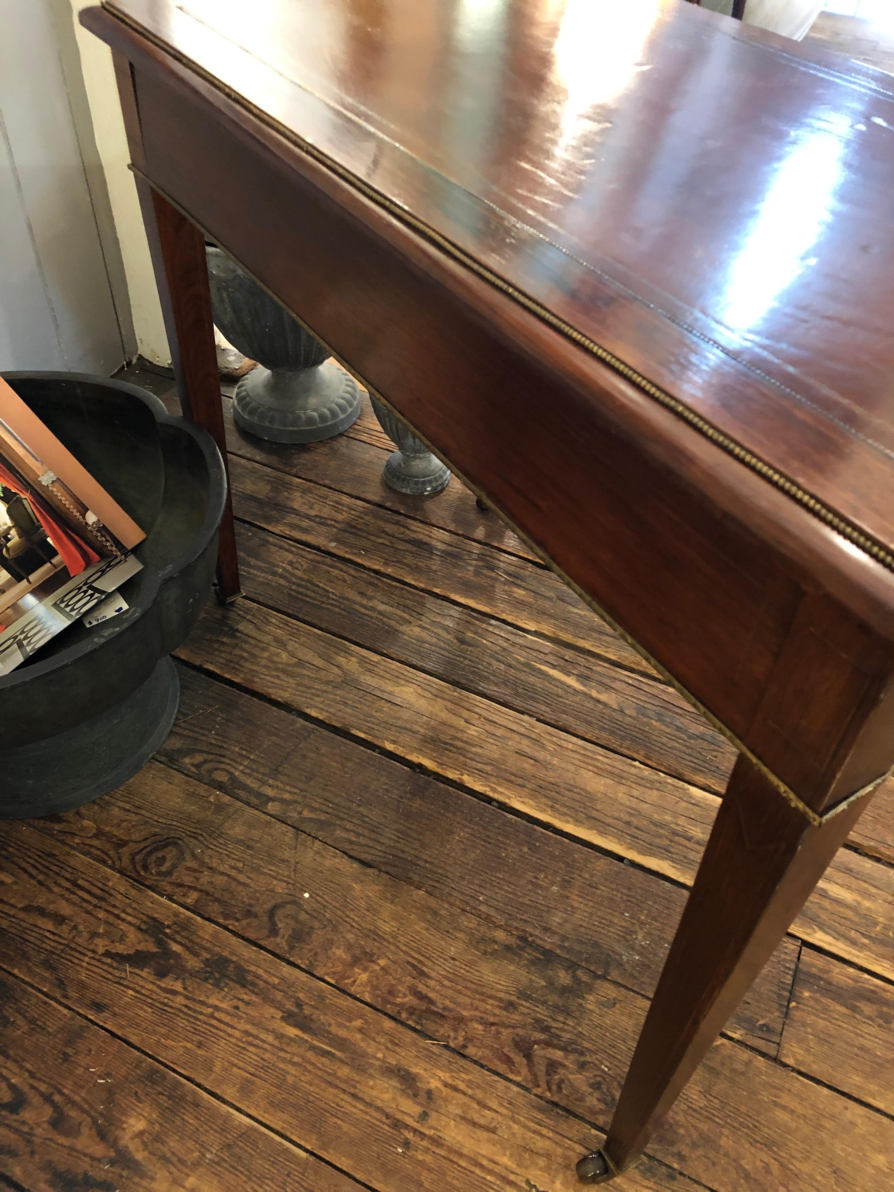 Classic Mahogany and Leather English Writing Table 5