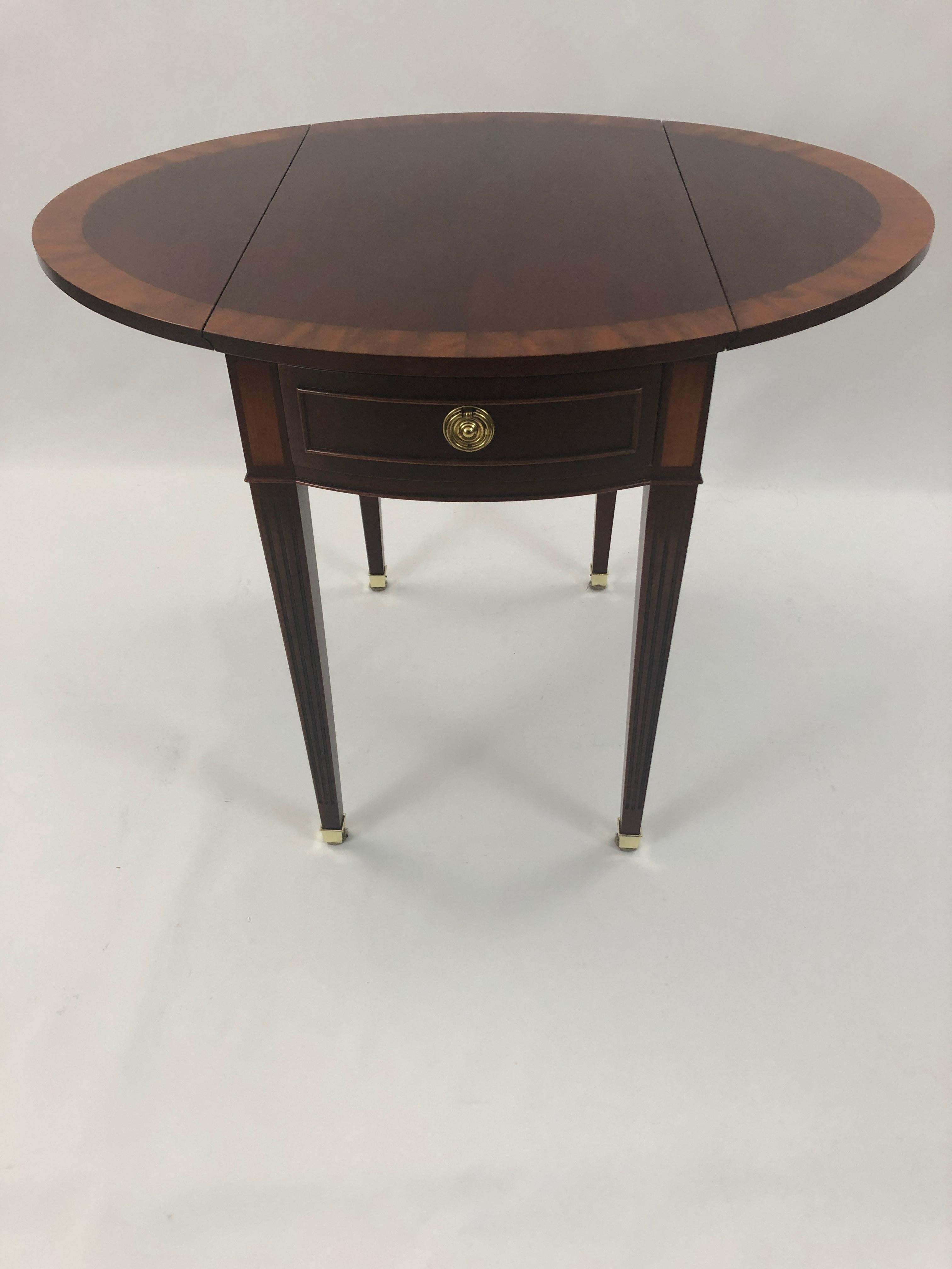 Classic Mahogany Banded Inlaid Pembroke Side Table 2