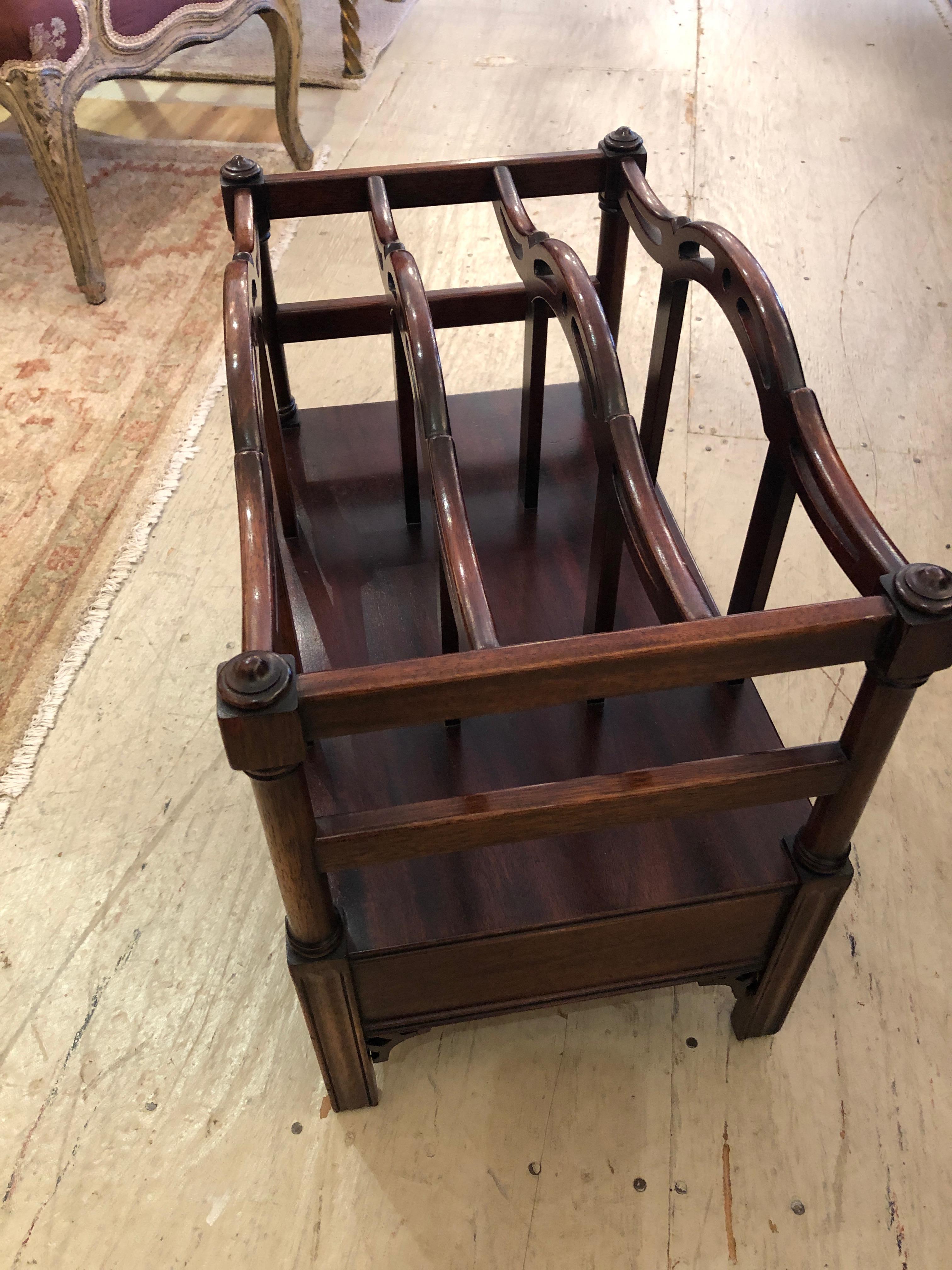 Mid-20th Century Classic Mahogany Chippendale Style Magazine Rack For Sale