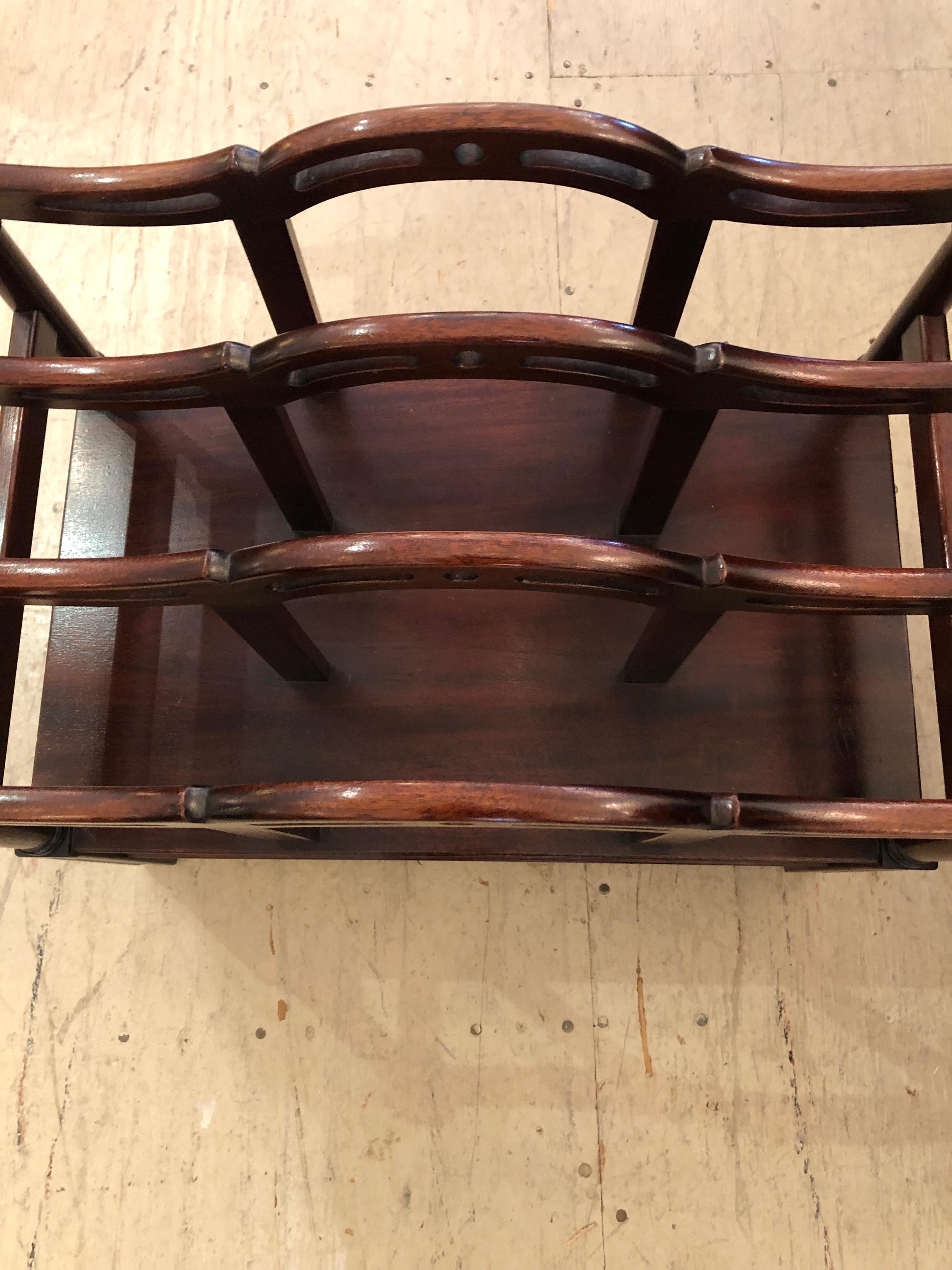 Classic Mahogany Chippendale Style Magazine Rack For Sale 1