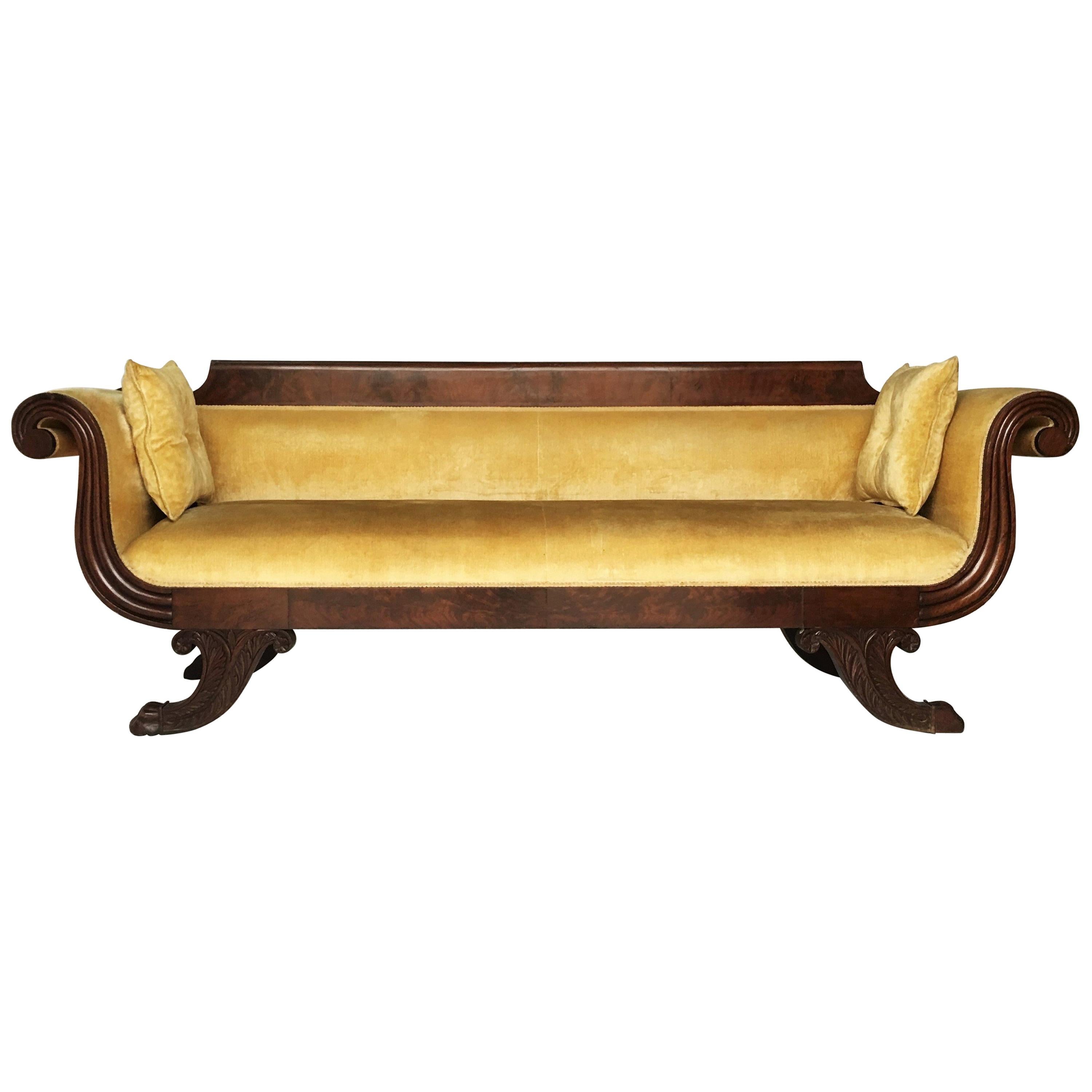 Classic Mahogany Grecian Couch For Sale