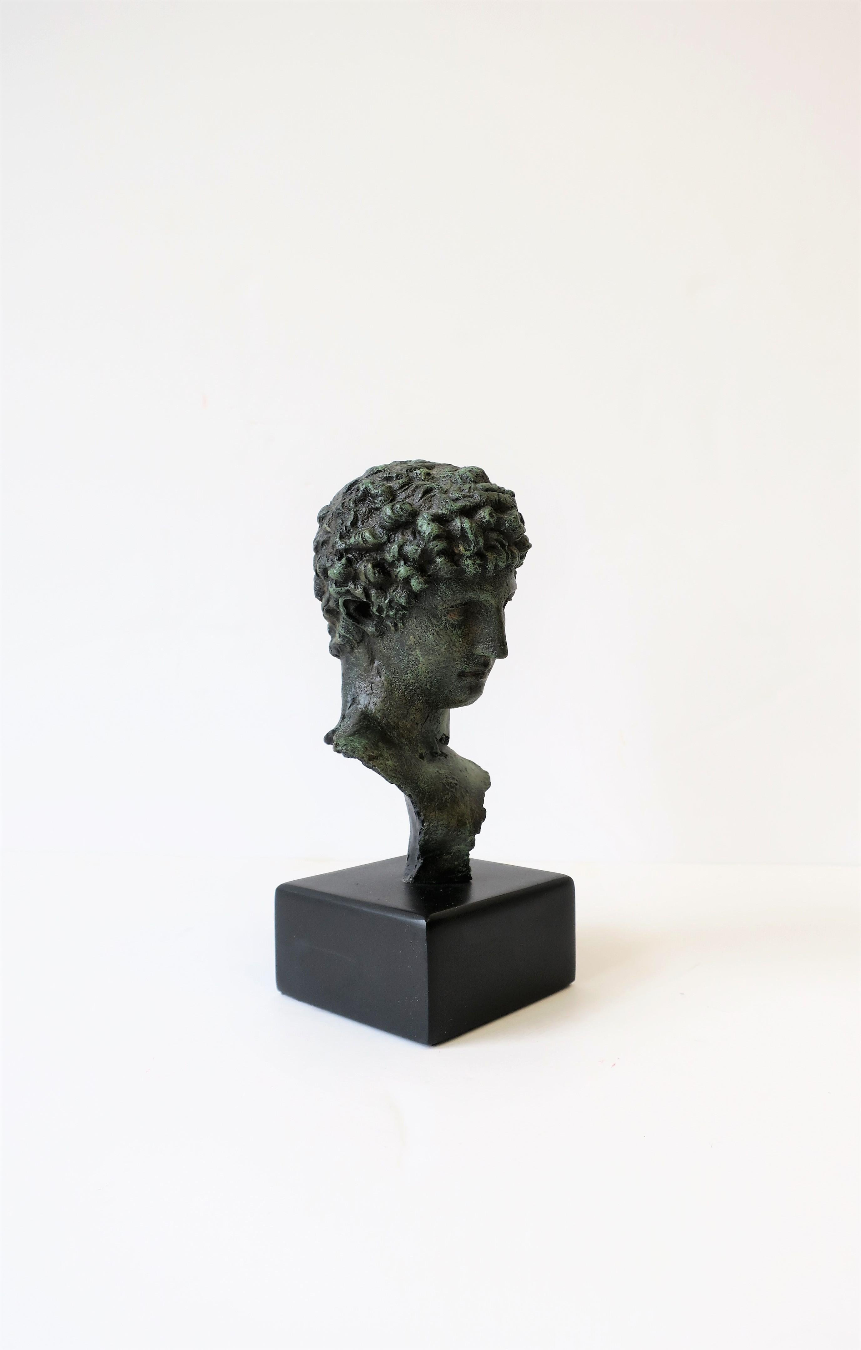 Classical Roman Classic Male Bust Sculpture on Black Base