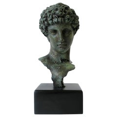 Classic Male Bust Sculpture of the 'David' on Black Base