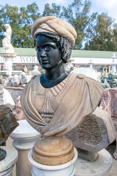 Classic Marble Bust in Two Tones with Black and Beige Contrast