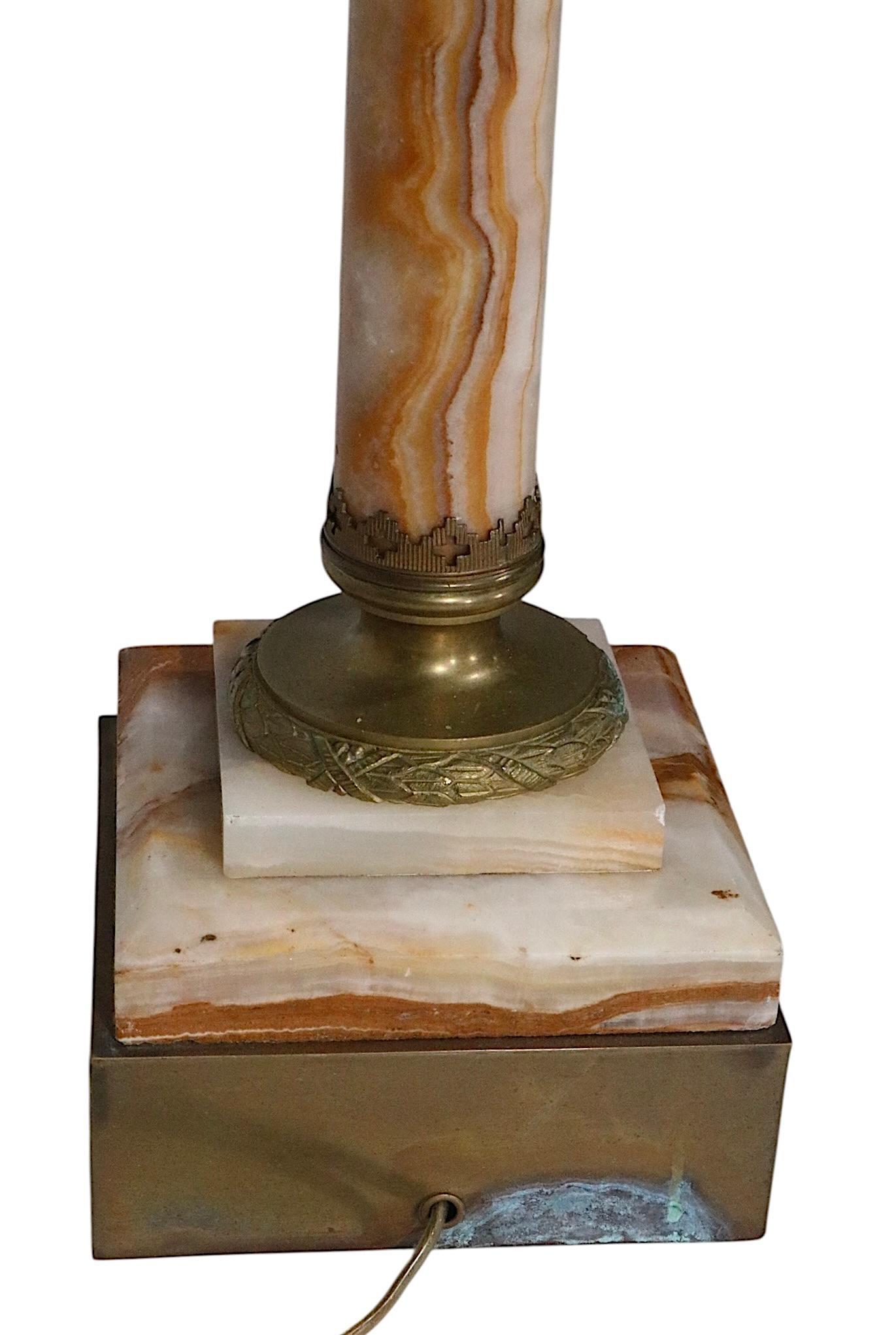 Classic Marble Column Form Lamp with Cast Brass Capitol For Sale 13