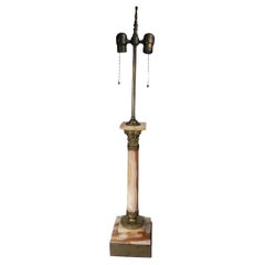 Classic Marble Column Form Lamp with Cast Brass Capitol