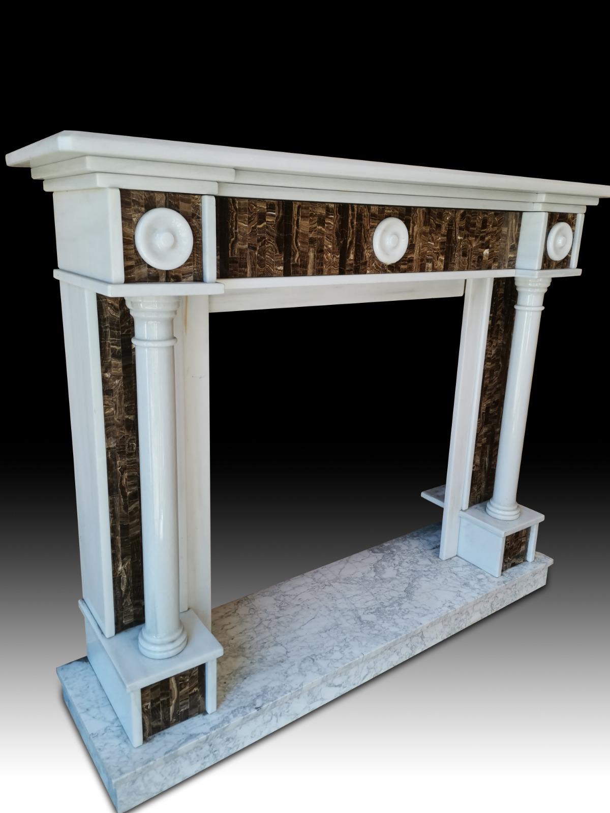 Modern Classic Marble Fireplace, 20th Century For Sale