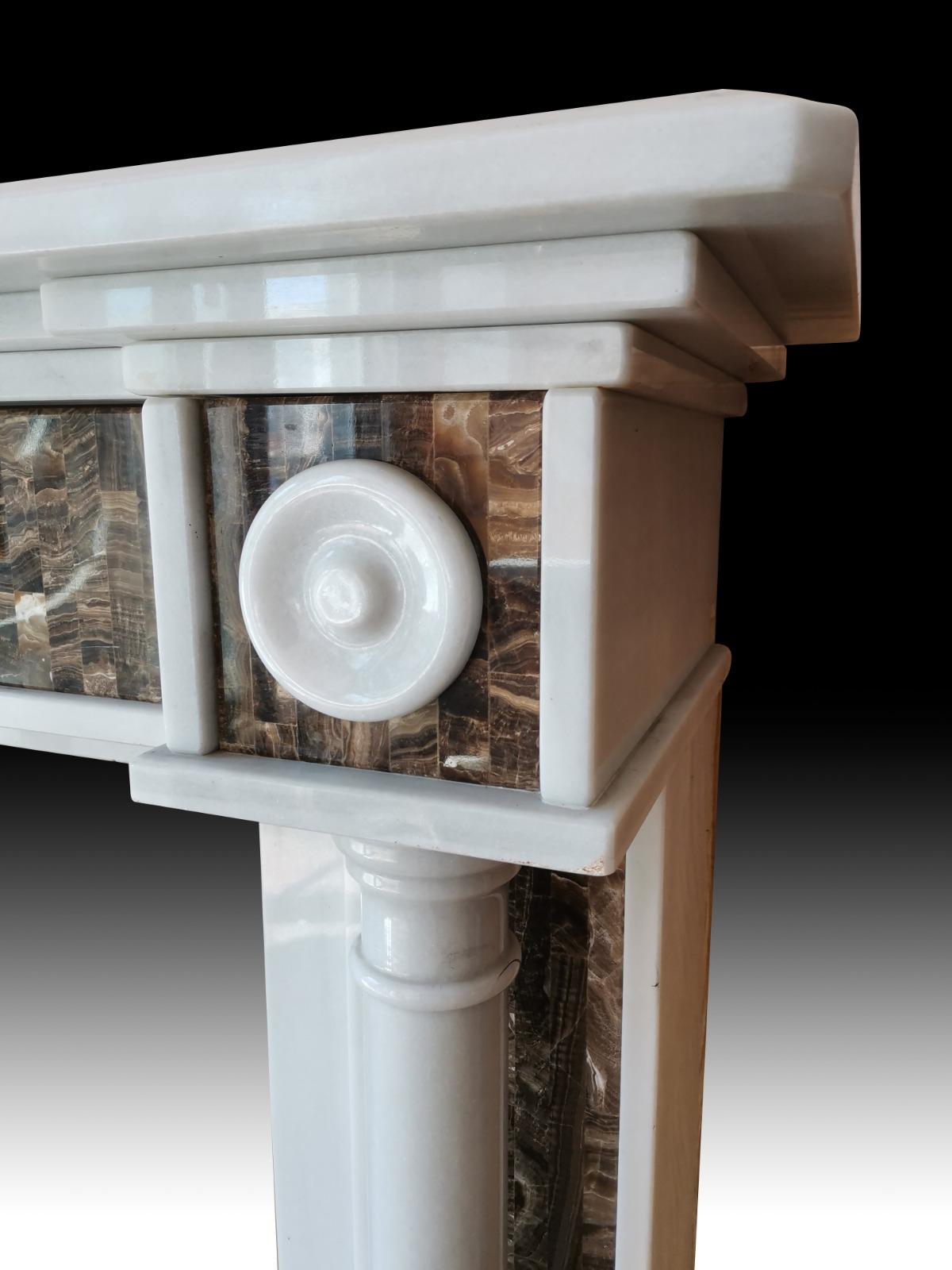 Hand-Crafted Classic Marble Fireplace, 20th Century For Sale