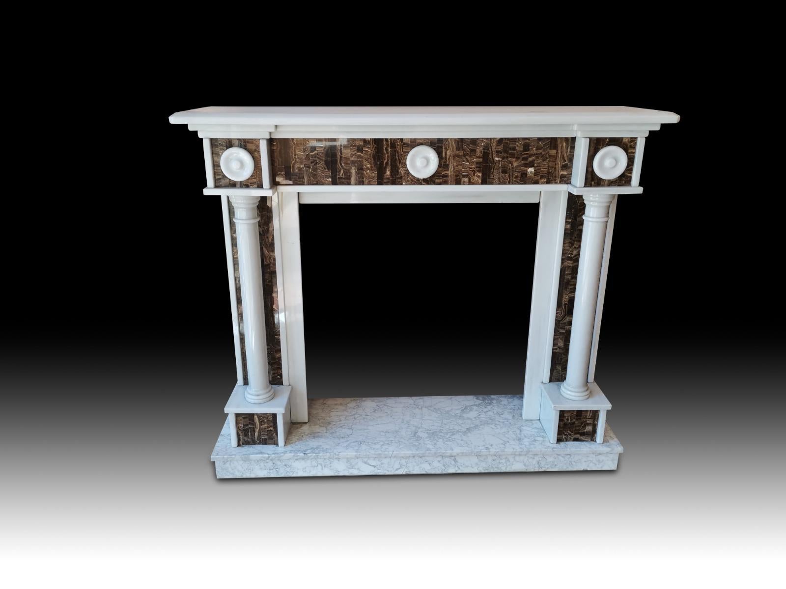 Carrara Marble Classic Marble Fireplace, 20th Century For Sale