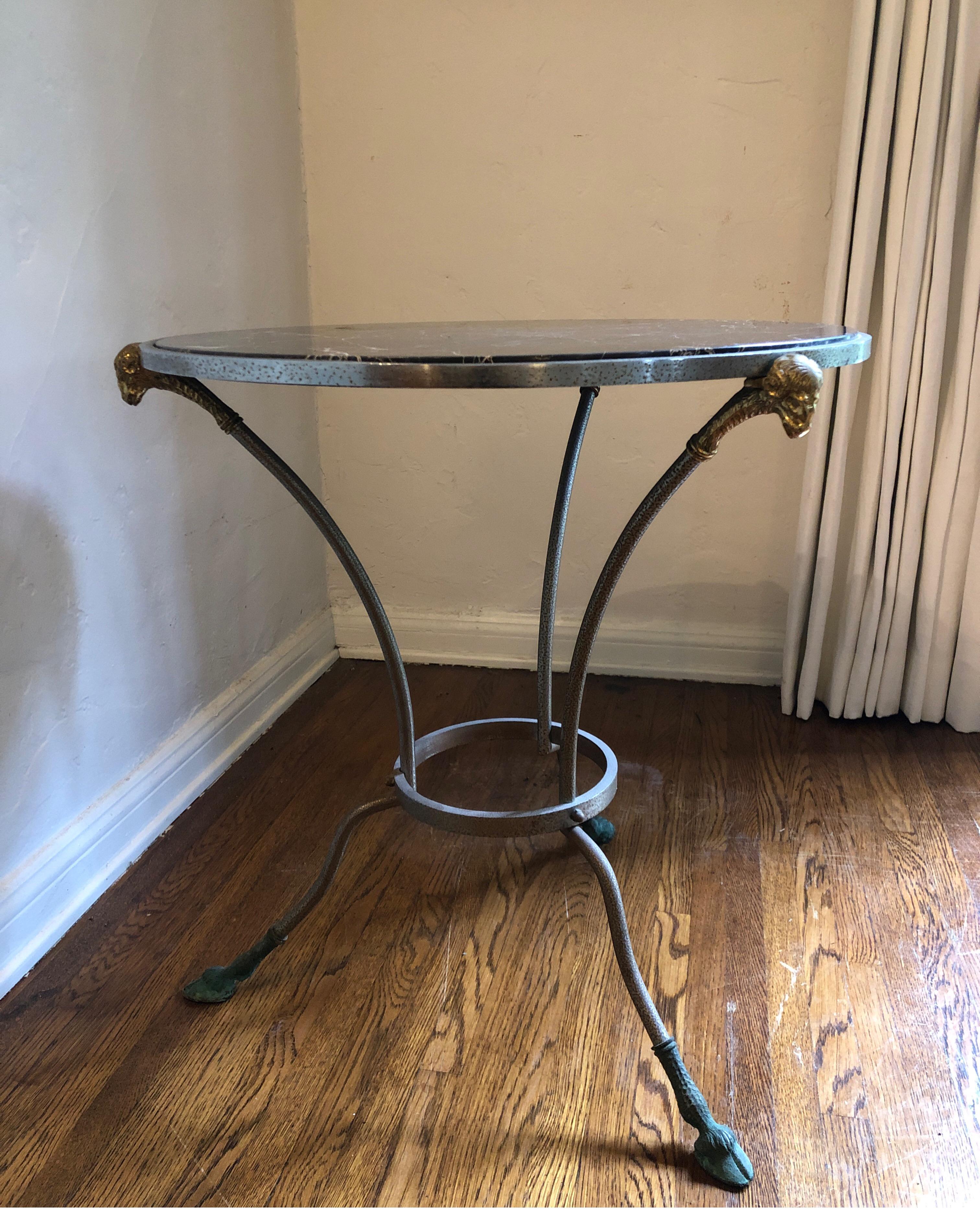 Classic Marble Top Occasional/Side Table, Maison Jansen In Fair Condition For Sale In Los Angeles, CA