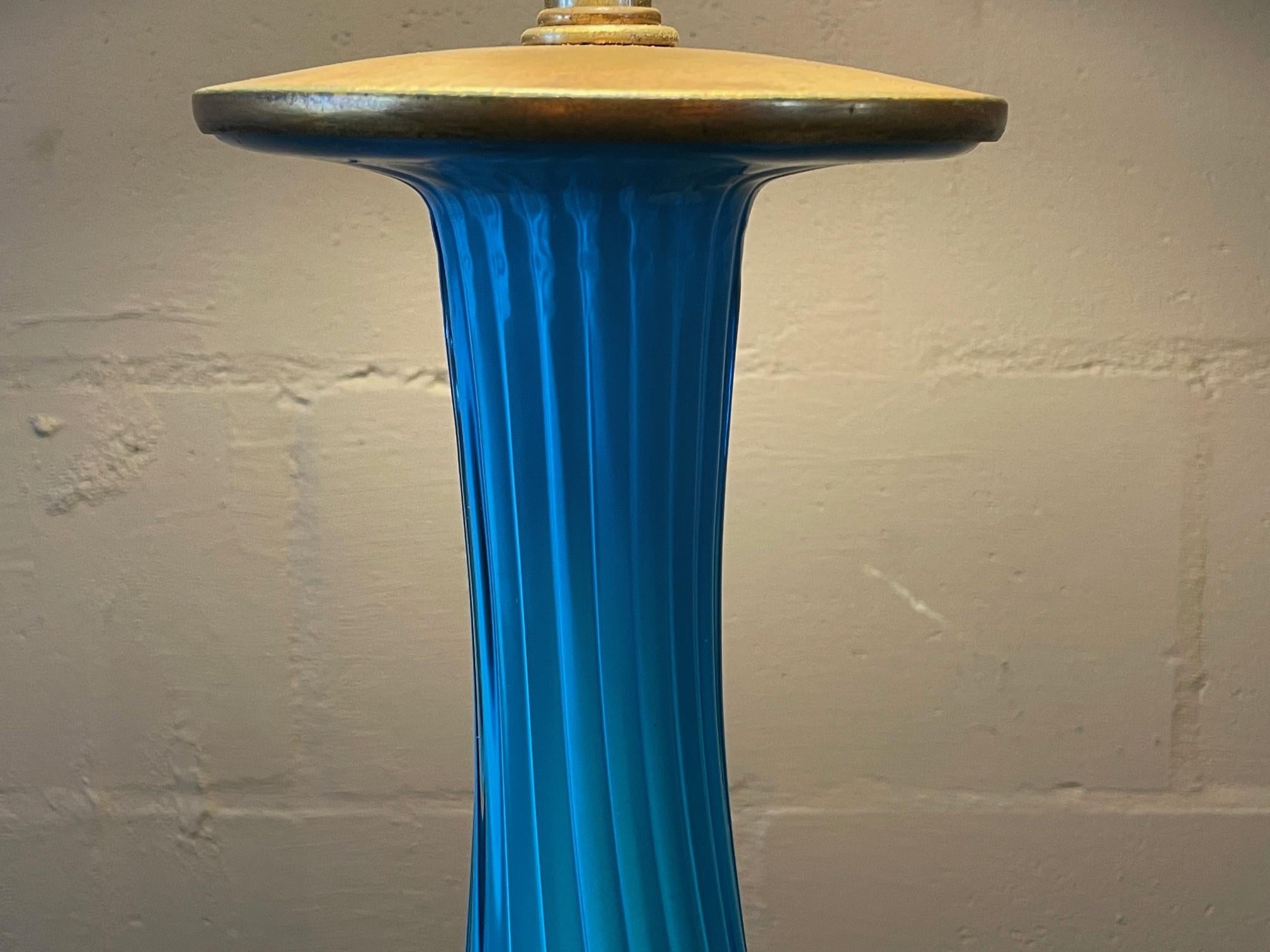Classic Marbro Turquoise Venetian Lamp For Sale 3