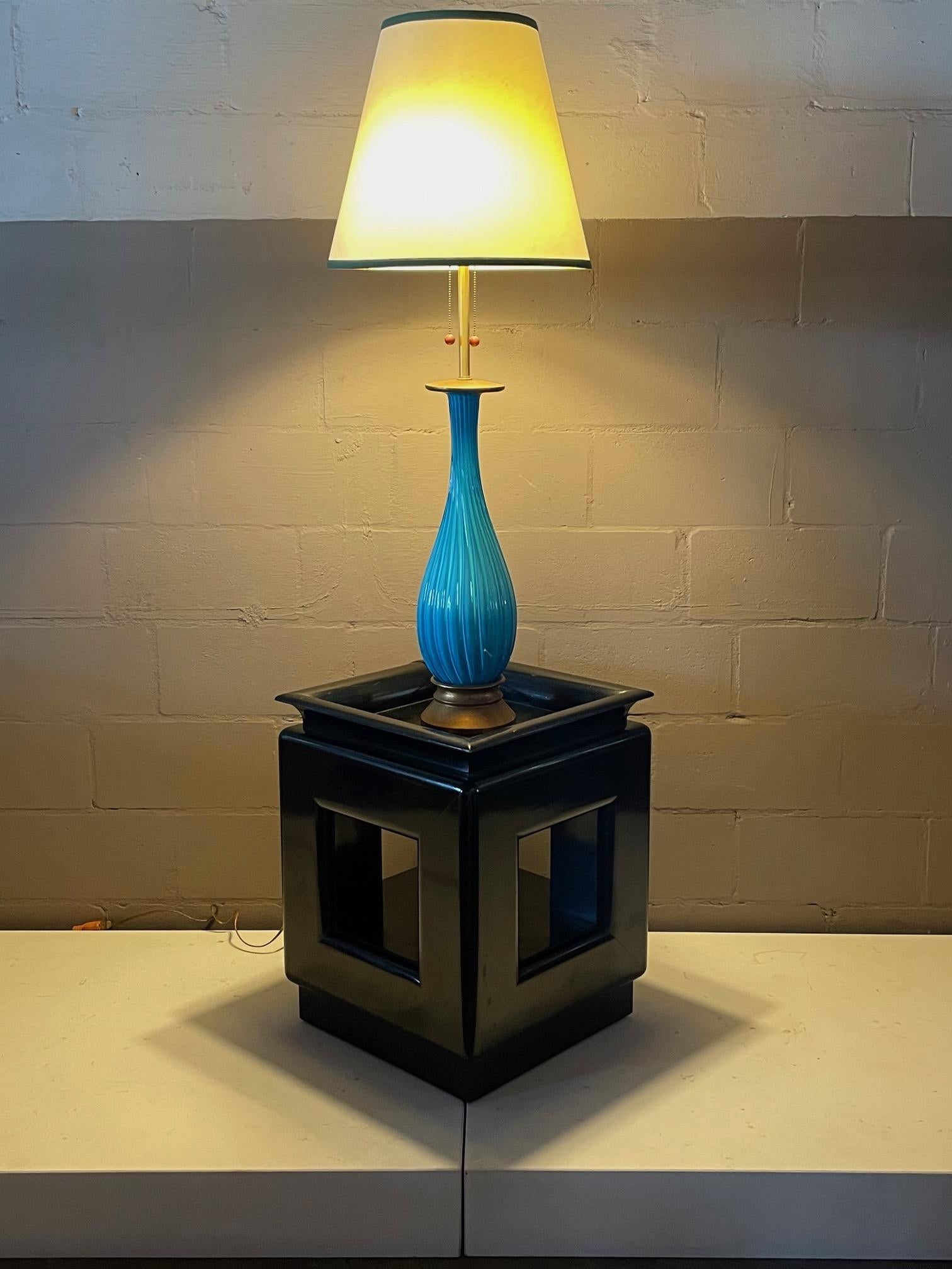 Classic Marbro Turquoise Venetian Lamp For Sale 7