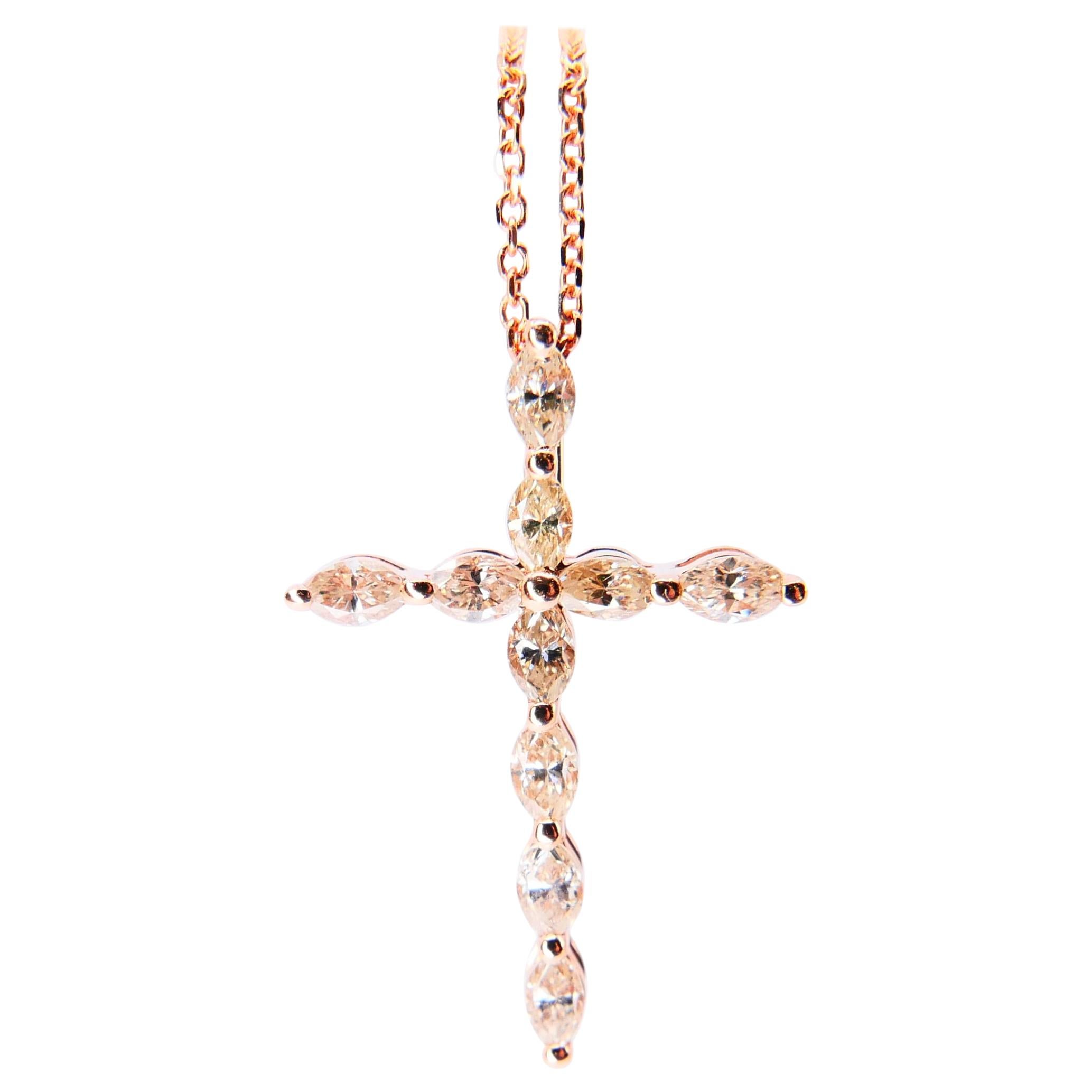 Classic Marquise Diamond 0.47 Carat Cross Set in 18 Karat Rose Gold