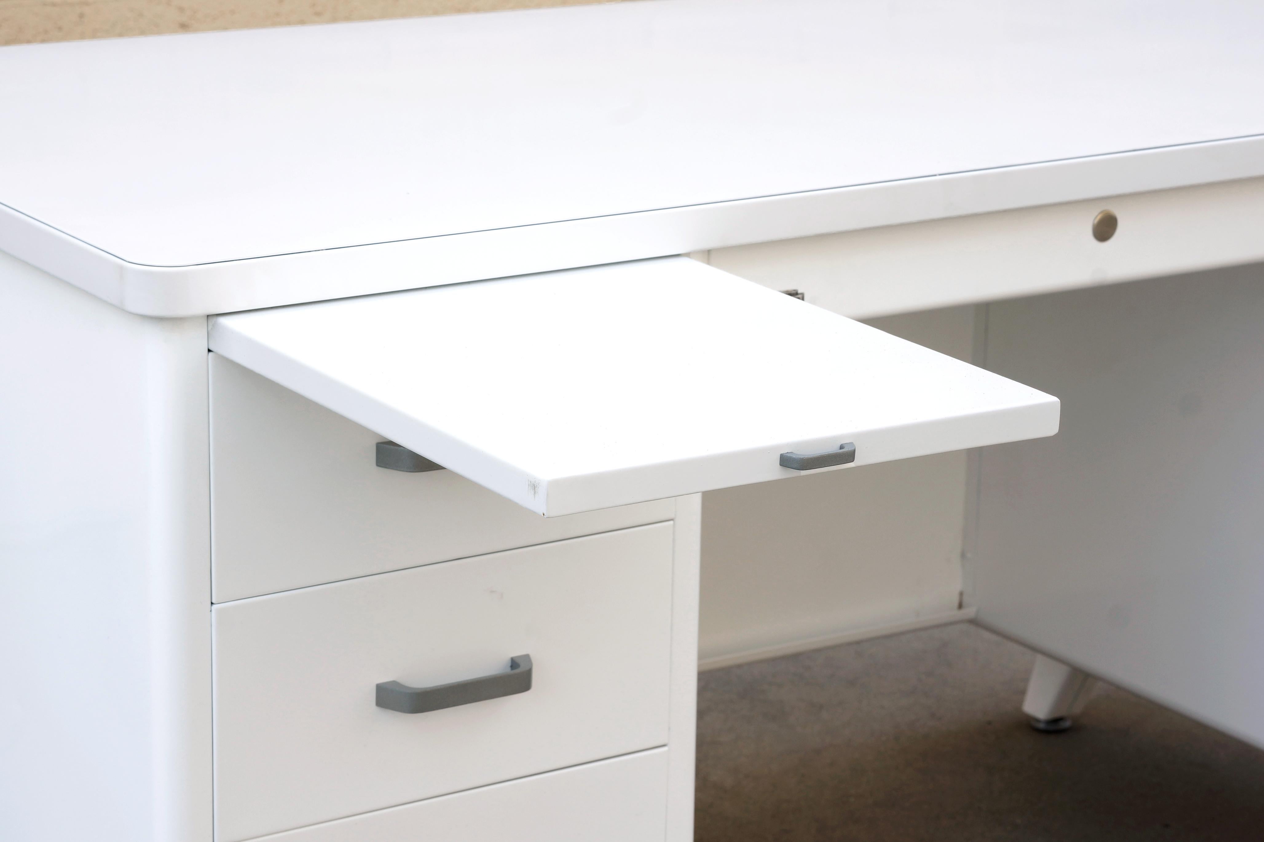 Mid-20th Century Classic McDowell Craig Tanker Desk Refinished in White, Custom Order For Sale