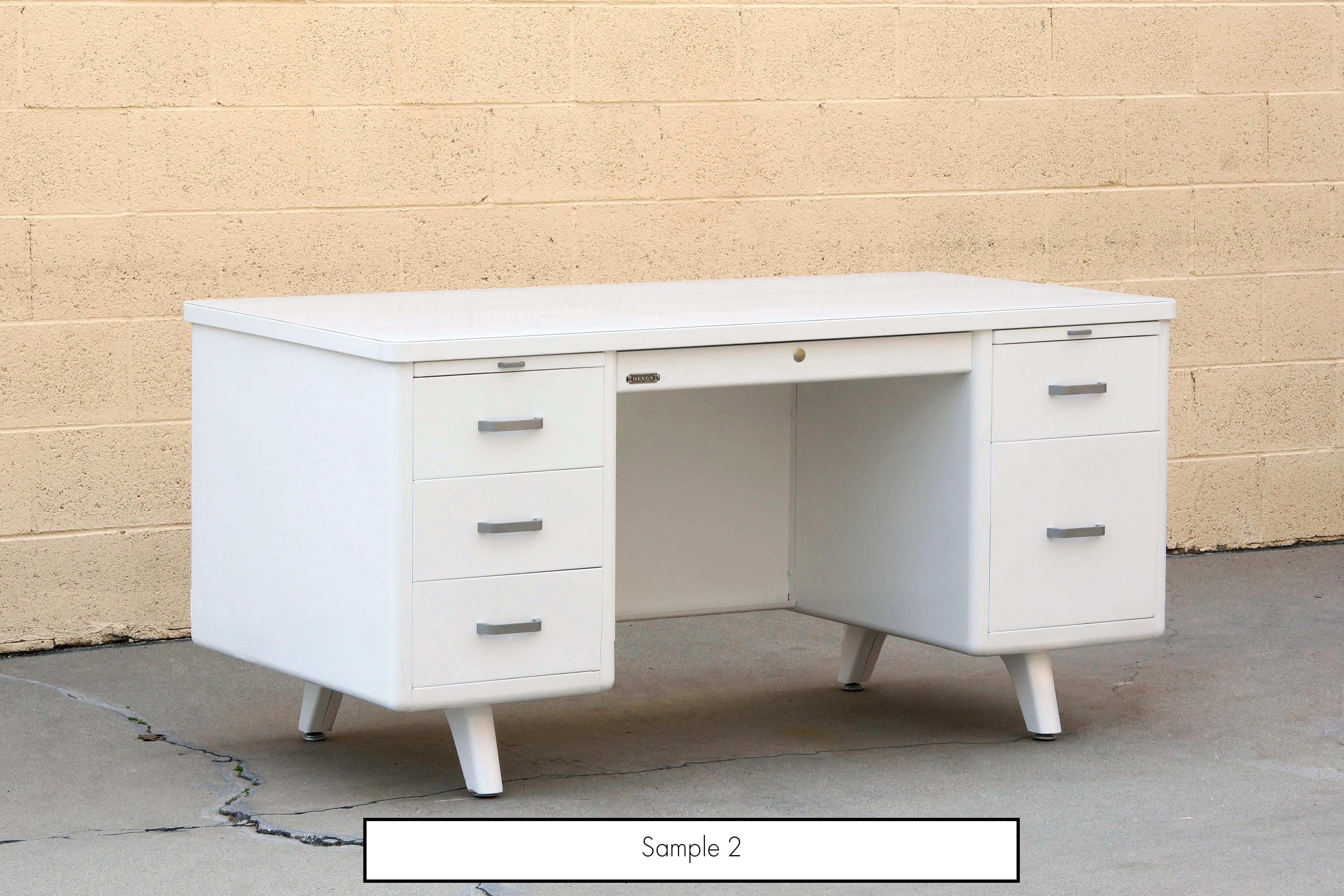 Mid-Century Modern Classic McDowell Craig Tanker Desk Refinished in White, Custom Order For Sale