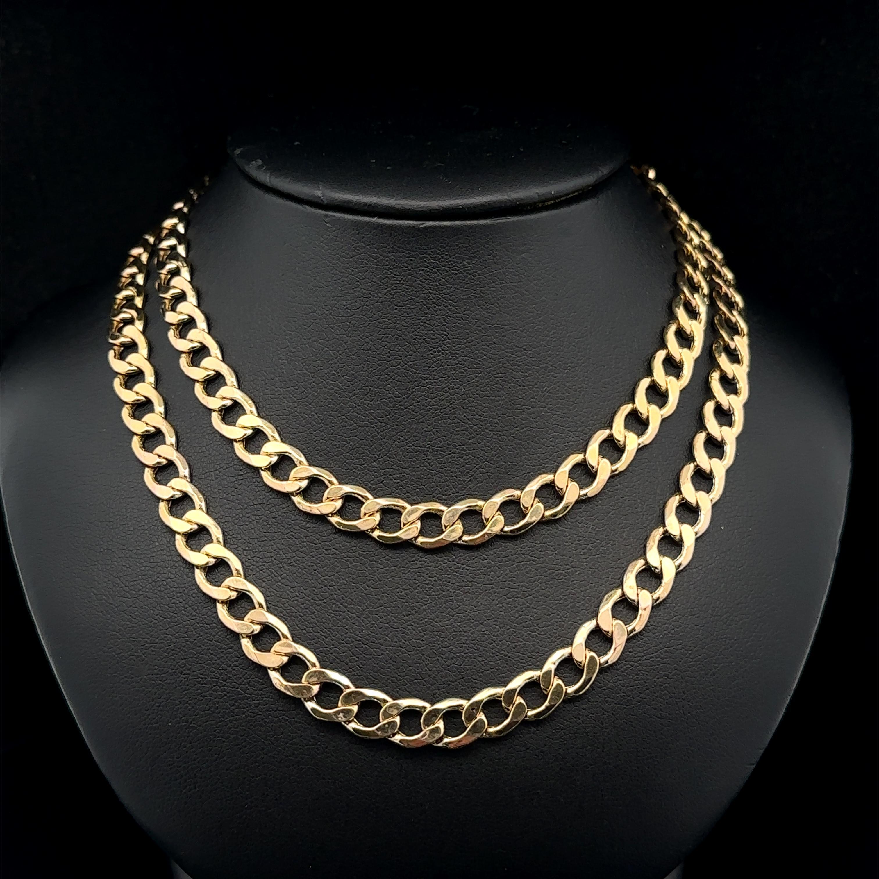 Collier classique pour homme en or jaune 10k avec chaîne à maillons cubains de 24 pouces en vente 3