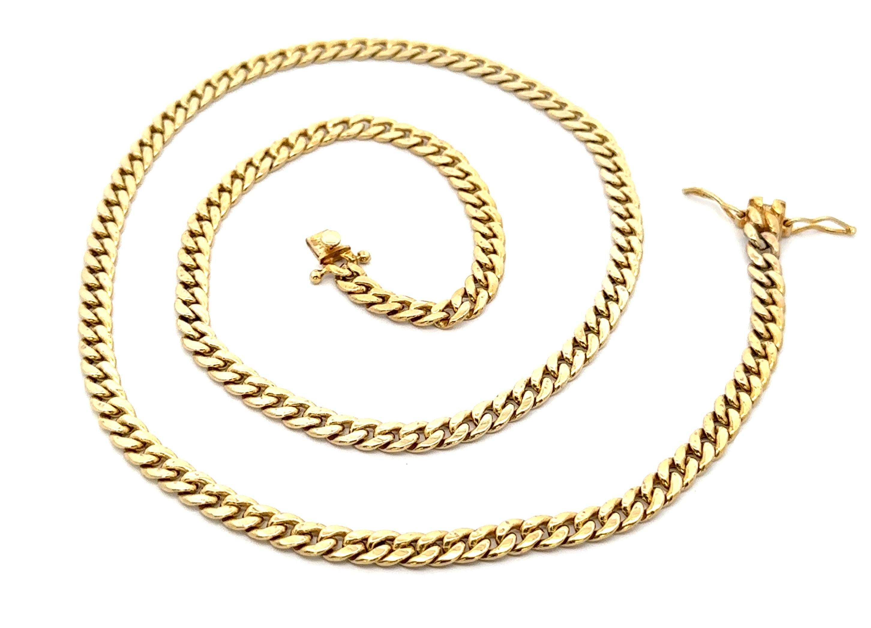 Uomo Collana classica da uomo in oro giallo 10k con maglie cubane lunghe 24 pollici in vendita