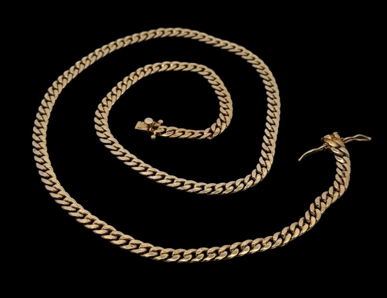 Collana classica da uomo in oro giallo 10k con maglie cubane lunghe 24 pollici in vendita 1