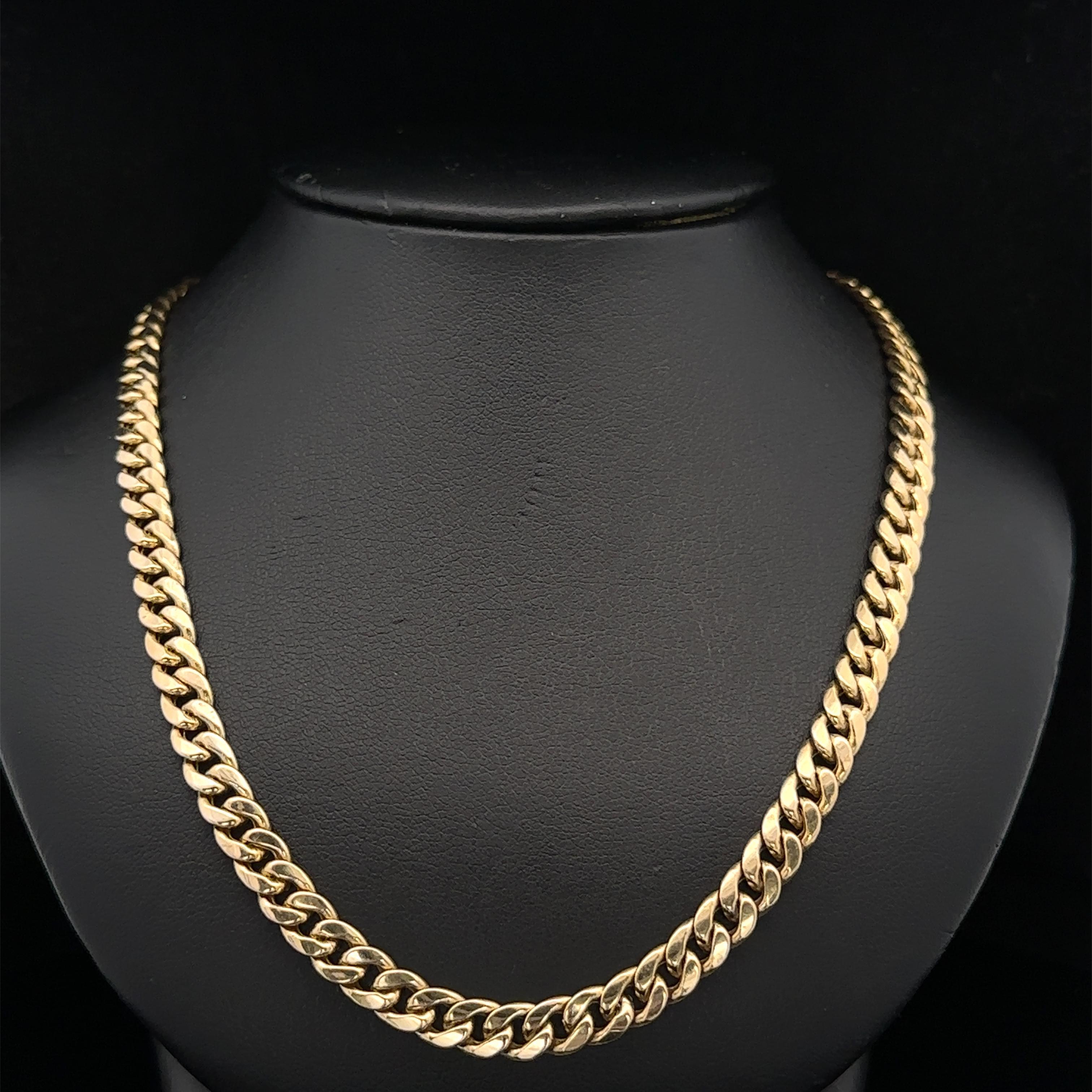 Collana classica da uomo in oro giallo 10k con maglie cubane lunghe 24 pollici in vendita 2