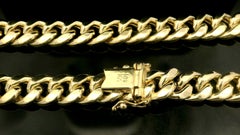 Classic Men's 10k Yellow Gold 26" Long Curb Cuban Link Chain Necklace