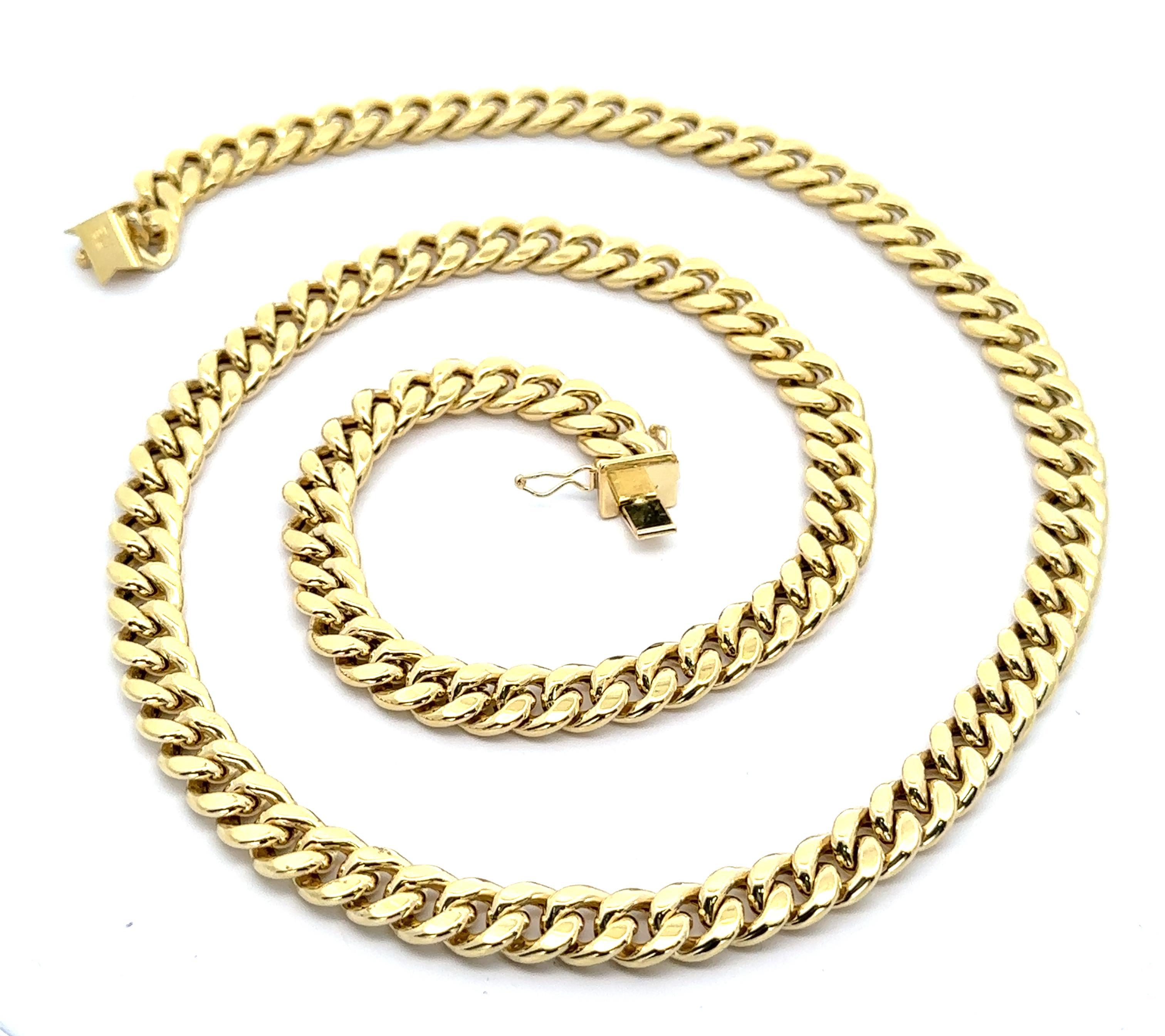 Collier classique à maillons cubains en or jaune 10k pour hommes, 26