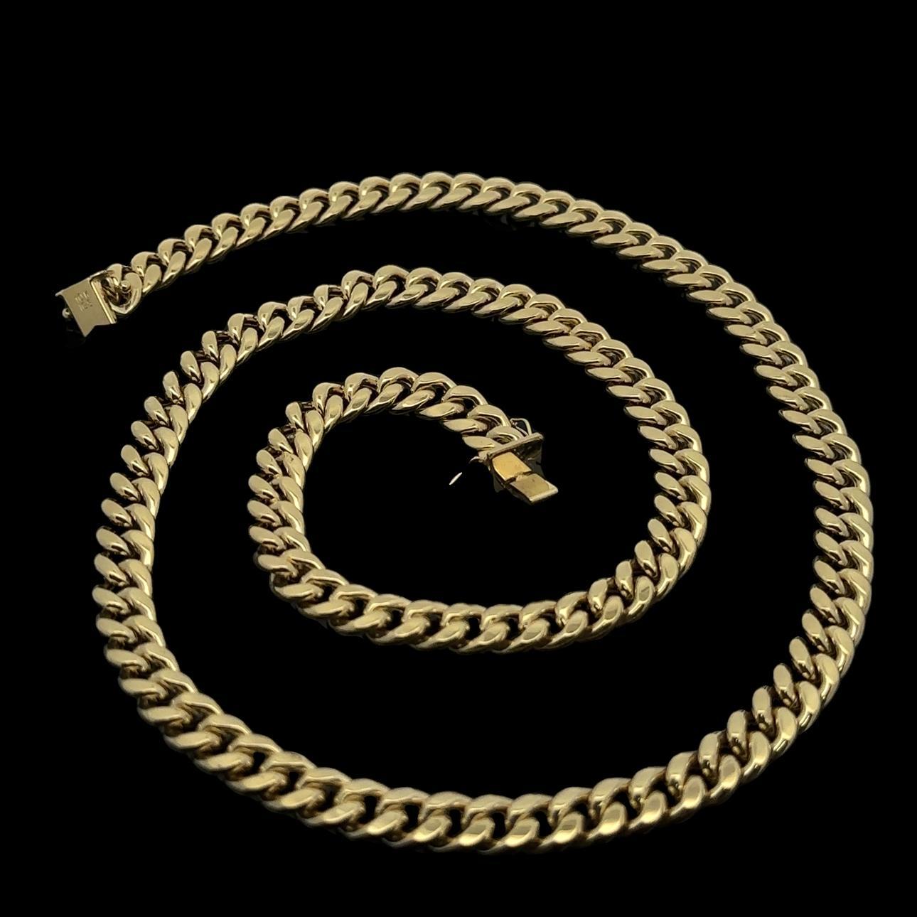 Collier classique à maillons cubains en or jaune 10k pour hommes, 26