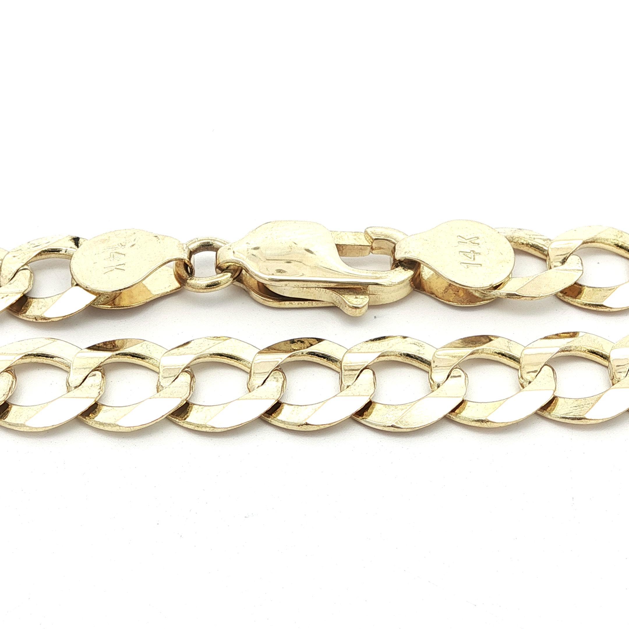 Collier classique pour hommes en or jaune 14k à maillons cubains de 7,1 mm de large avec chaîne de 24 pouces Excellent état - En vente à Montclair, NJ