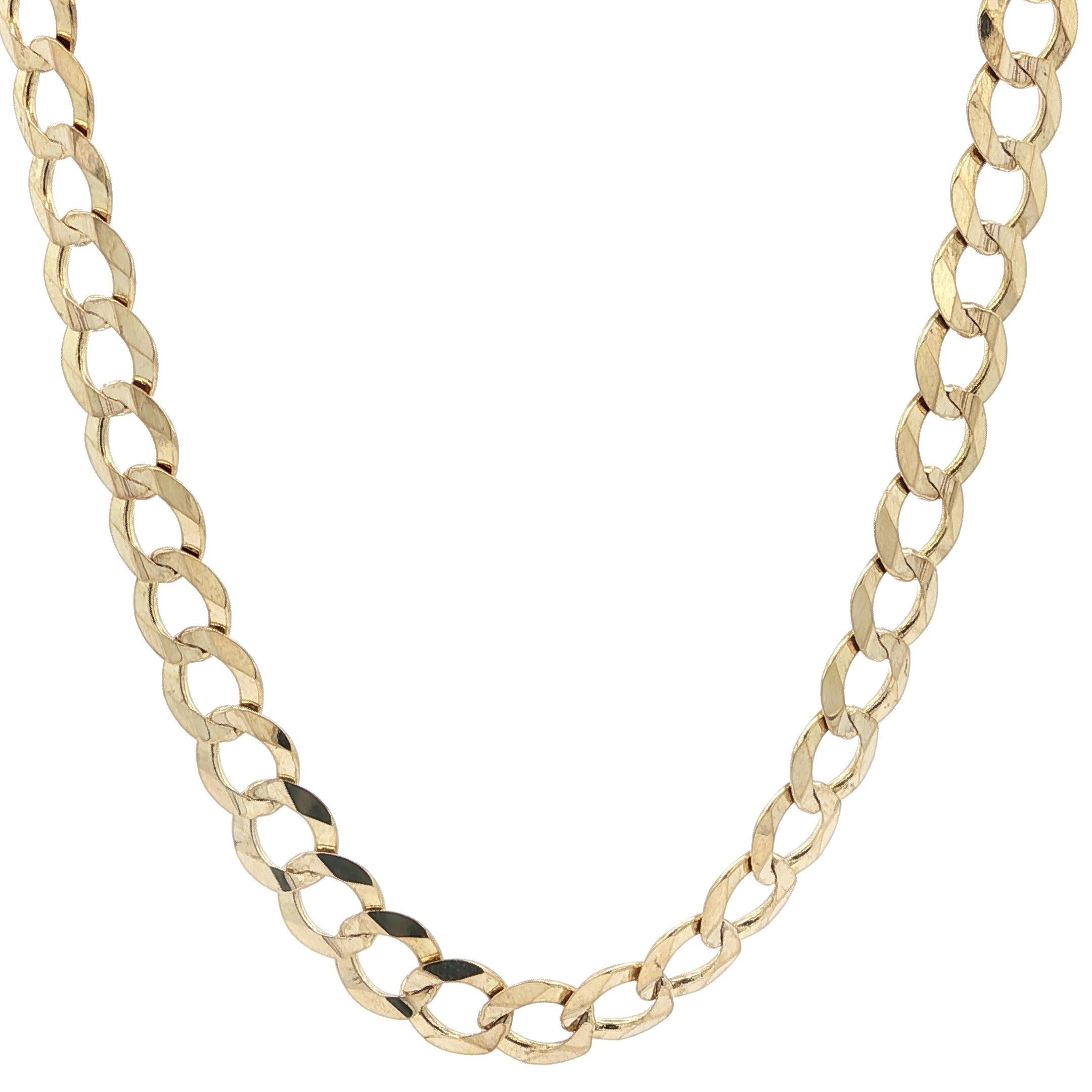 Collier classique pour hommes en or jaune 14k à maillons cubains de 7,1 mm de large avec chaîne de 24 pouces Unisexe en vente
