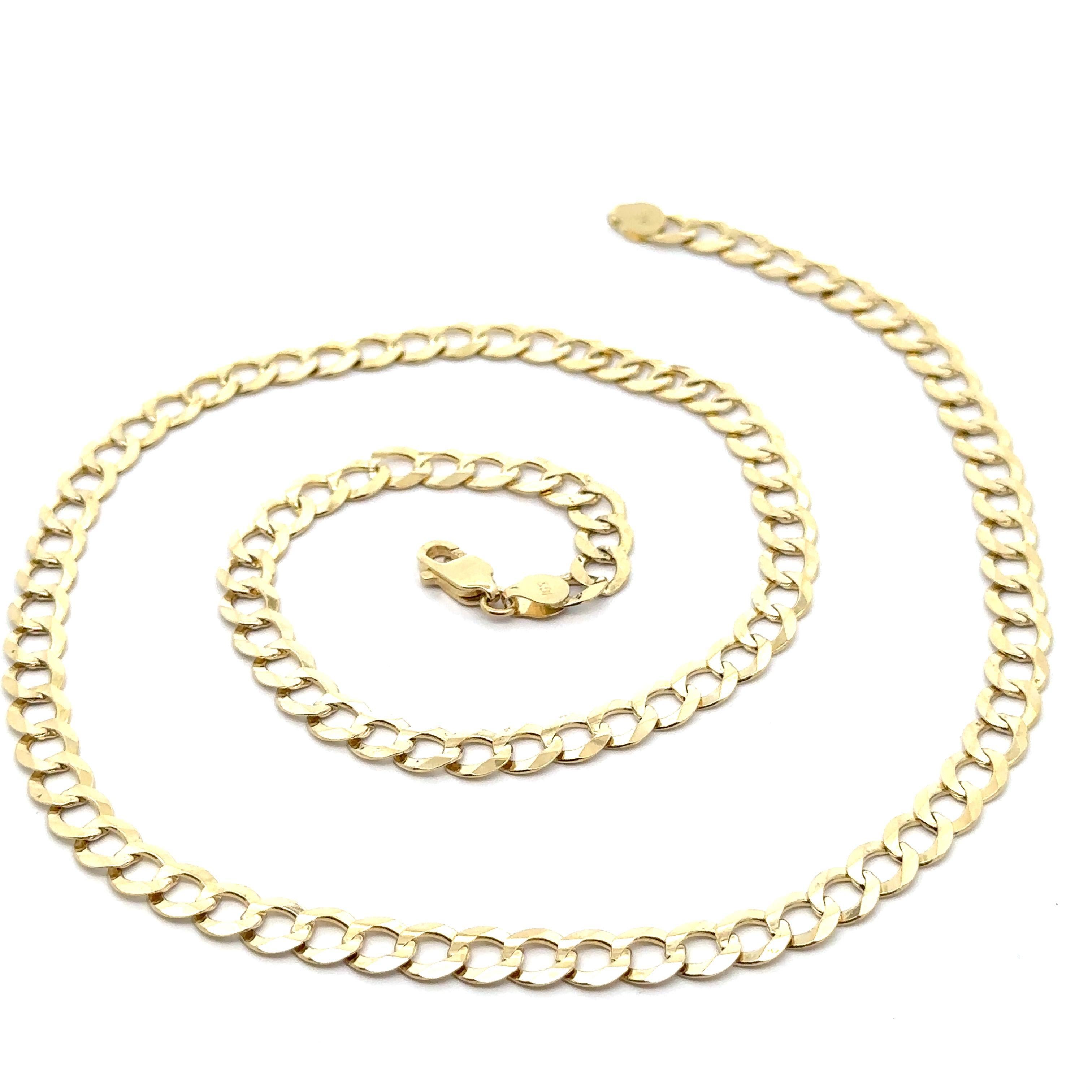 Collier classique pour hommes en or jaune 14k à maillons cubains de 7,1 mm de large avec chaîne de 24 pouces en vente 2