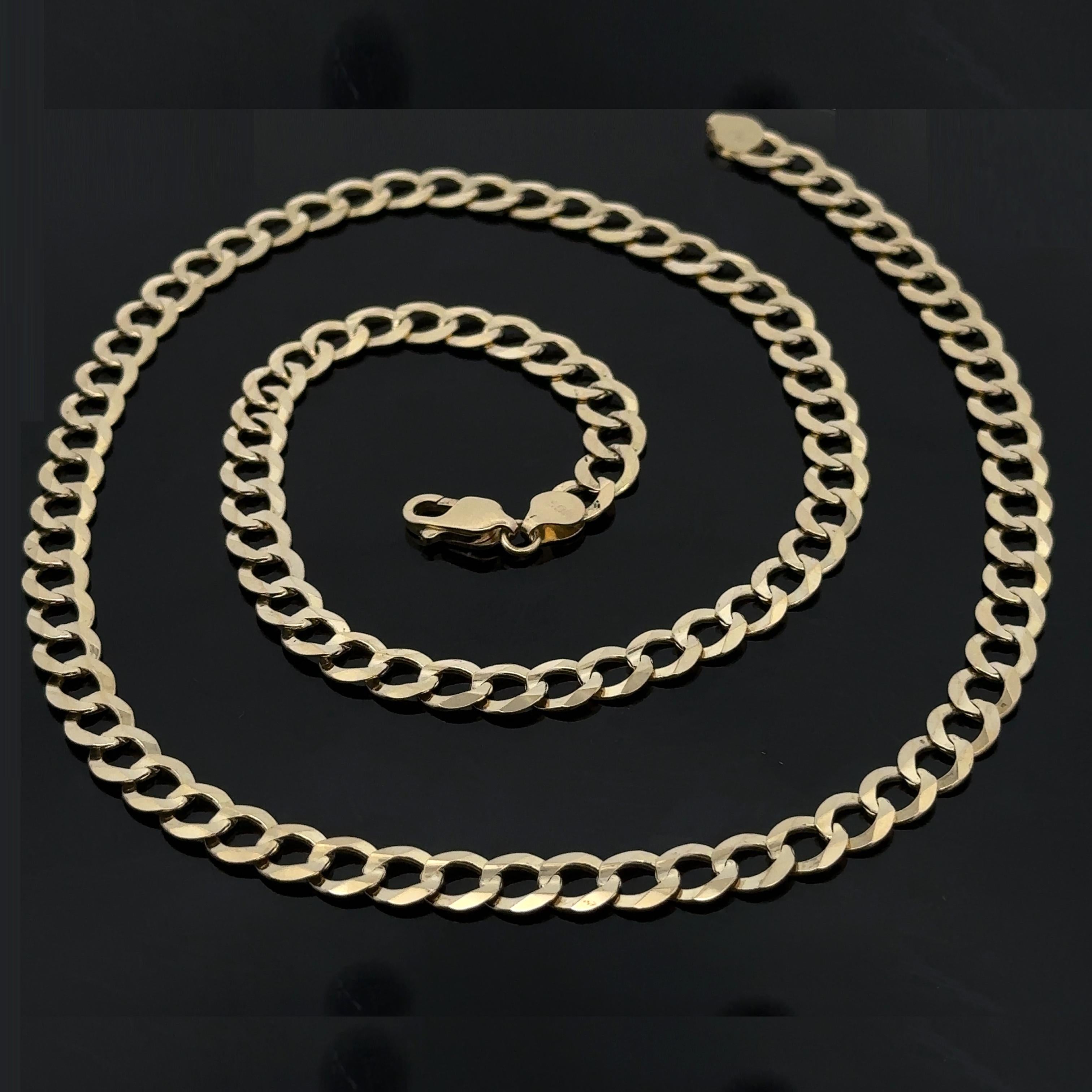 Collier classique pour hommes en or jaune 14k à maillons cubains de 7,1 mm de large avec chaîne de 24 pouces en vente 3