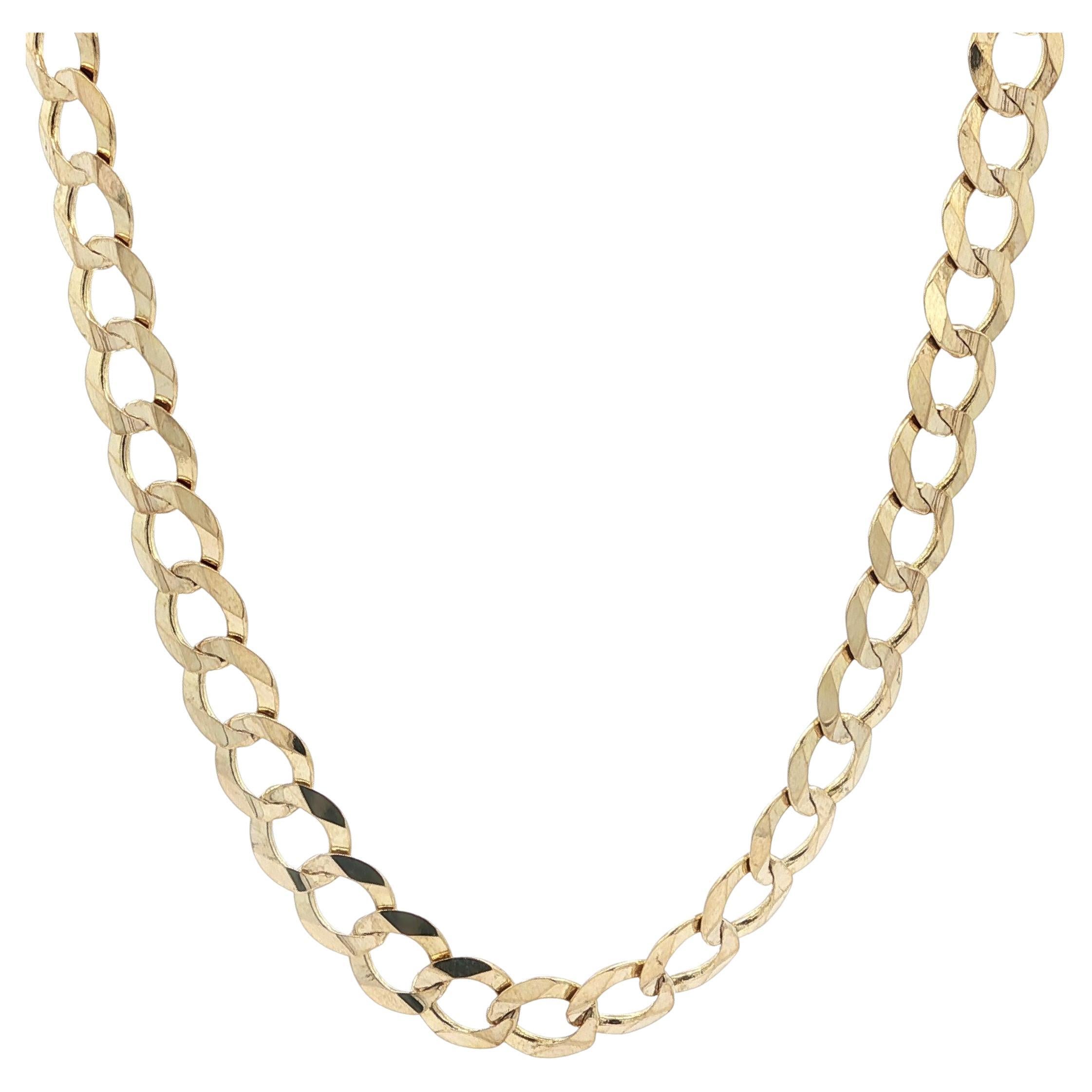 Collar clásico de hombre de oro amarillo de 14k con eslabón cubano de 7,1 mm de ancho y 24" de cadena