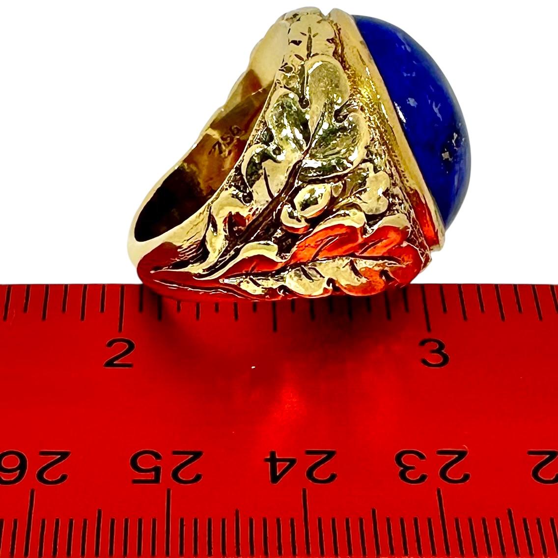 Klassischer Siegelring für Männer aus 18 Karat Gelbgold und Lapislazuli-Cabochon im Angebot 7