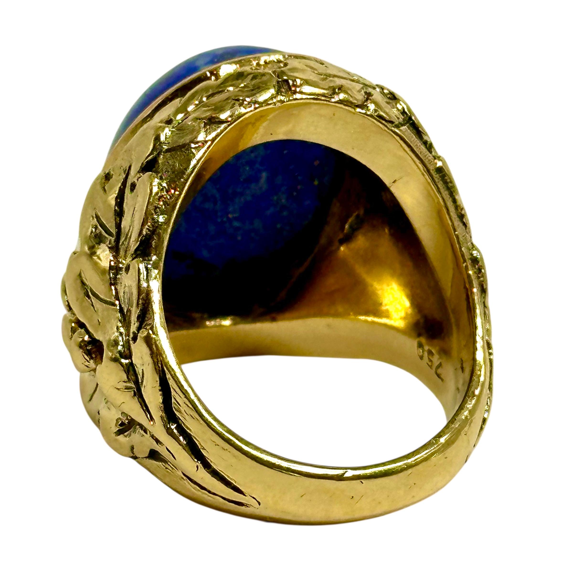 Klassischer Siegelring für Männer aus 18 Karat Gelbgold und Lapislazuli-Cabochon im Angebot 2