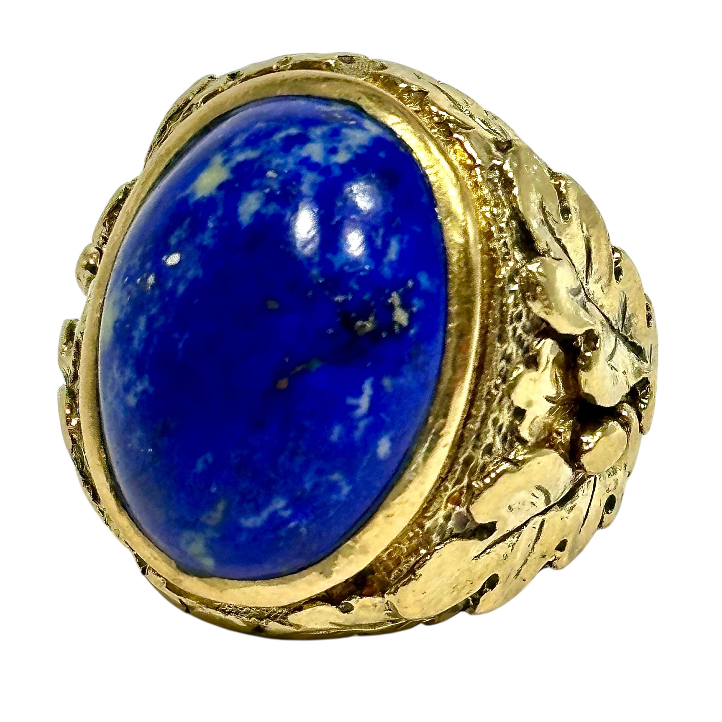 Klassischer Siegelring für Männer aus 18 Karat Gelbgold und Lapislazuli-Cabochon im Angebot 5