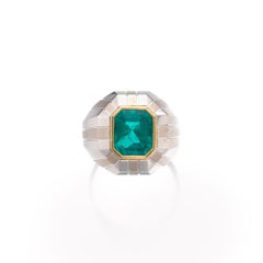 Classic Men's Emerald Engagement Ring, Emerald Gold Ring, Cocktail Ring