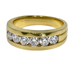 Classic Men's Gold Six Stone Channel Set Diamond Band Ring 2.00cts Total