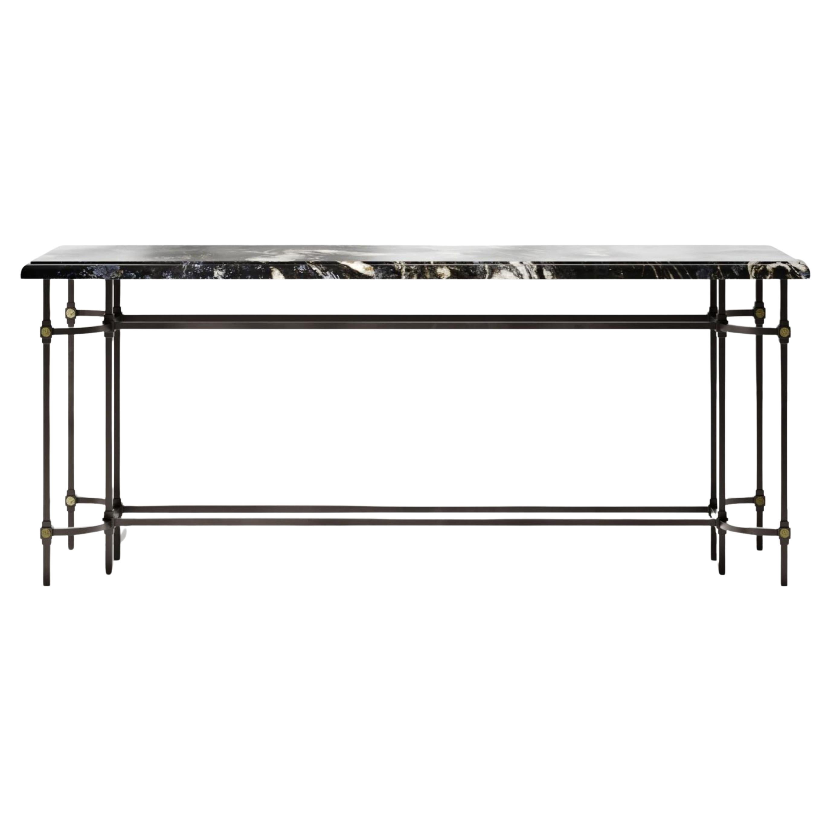 Classic, Metal and Stone "Classic Coin" Console Table, Parisii Collection
