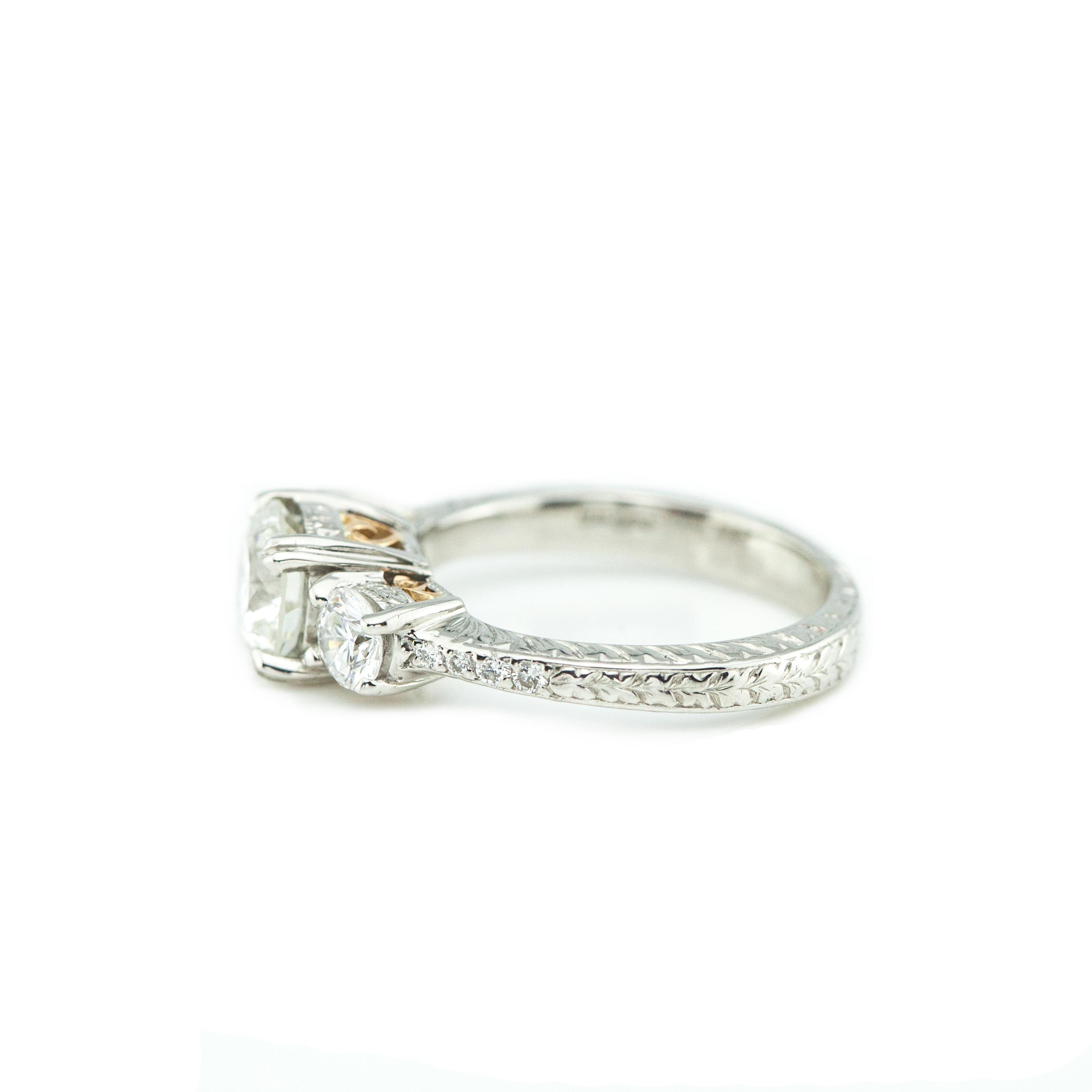 Modern Classic MICHAEL BEAUDRY Platinum GIA Certified 1.02-ct Diamond Ring For Sale