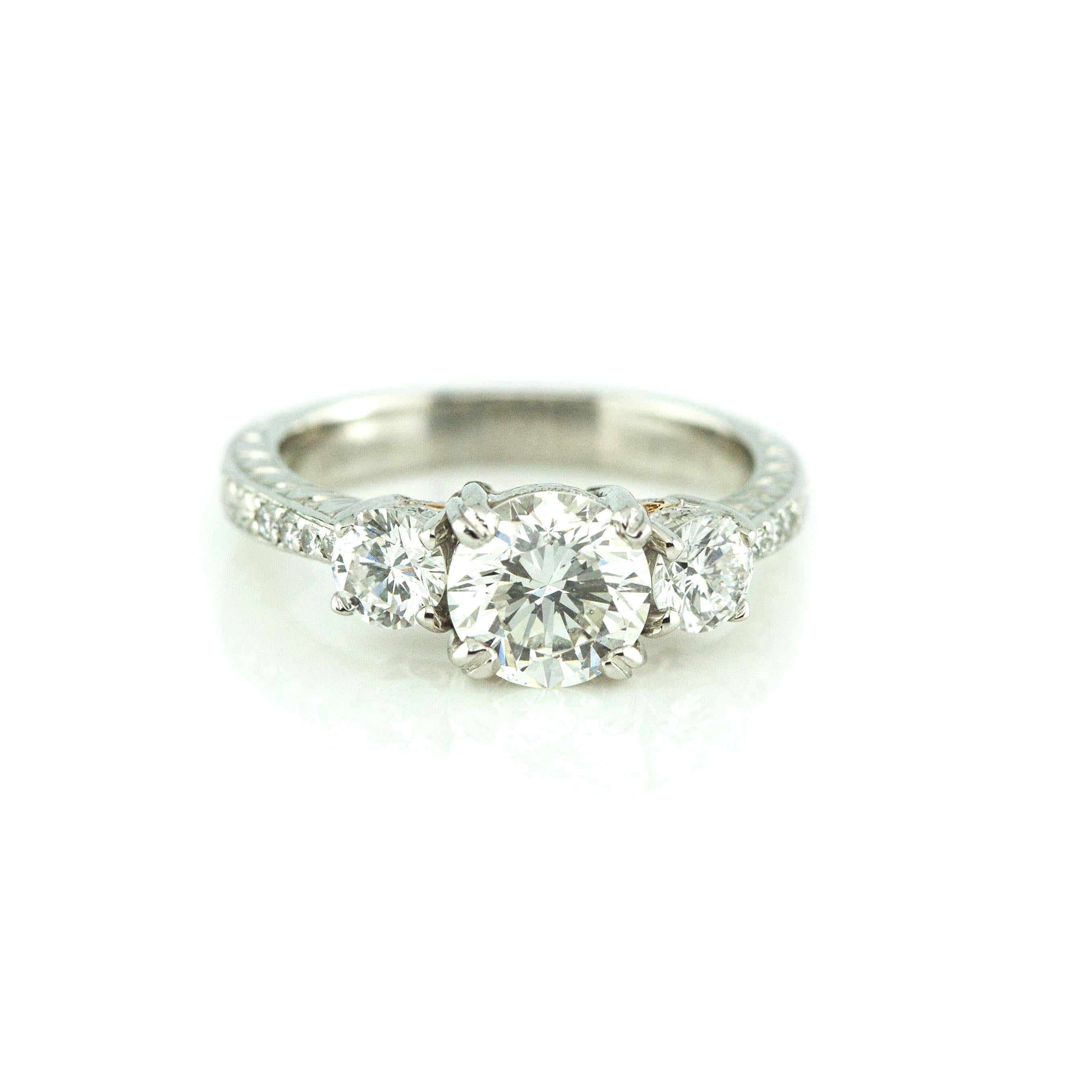Brilliant Cut Classic MICHAEL BEAUDRY Platinum GIA Certified 1.02-ct Diamond Ring For Sale