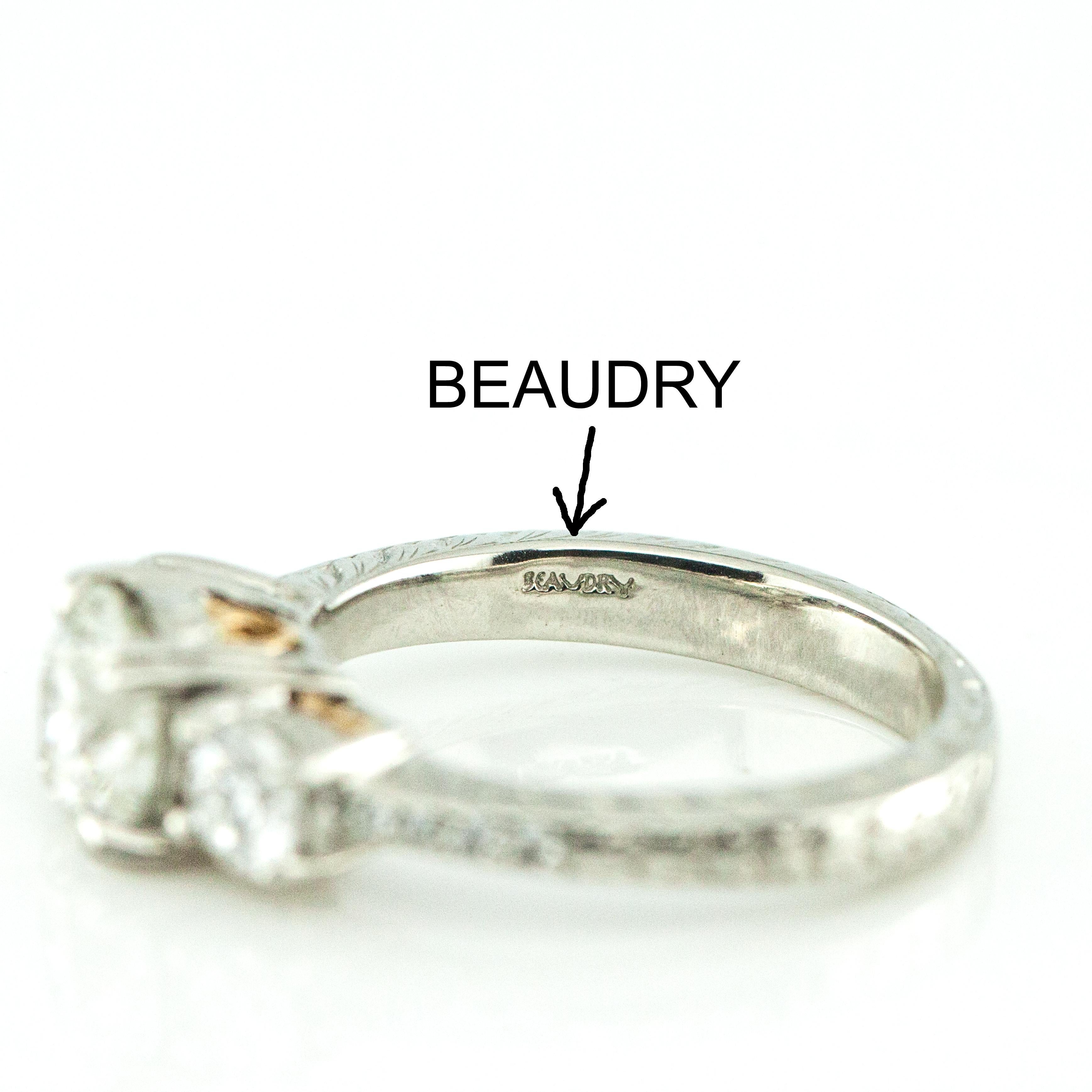 Classic MICHAEL BEAUDRY Platinum GIA Certified 1.02-ct Diamond Ring For Sale 1