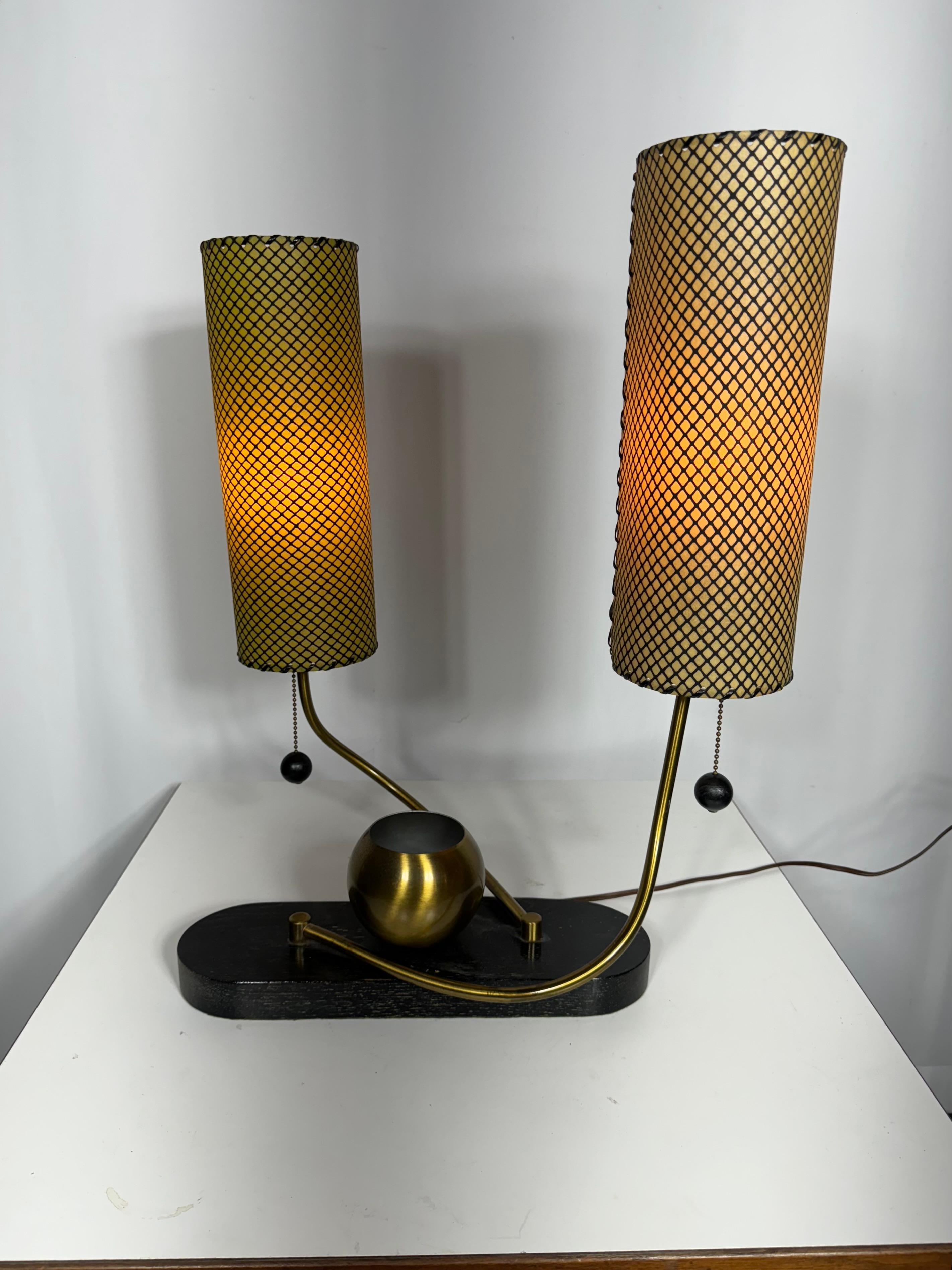 Brass Classic Mid Century Double Shade Desk/Table Lamp by Majestic Lamp Co.