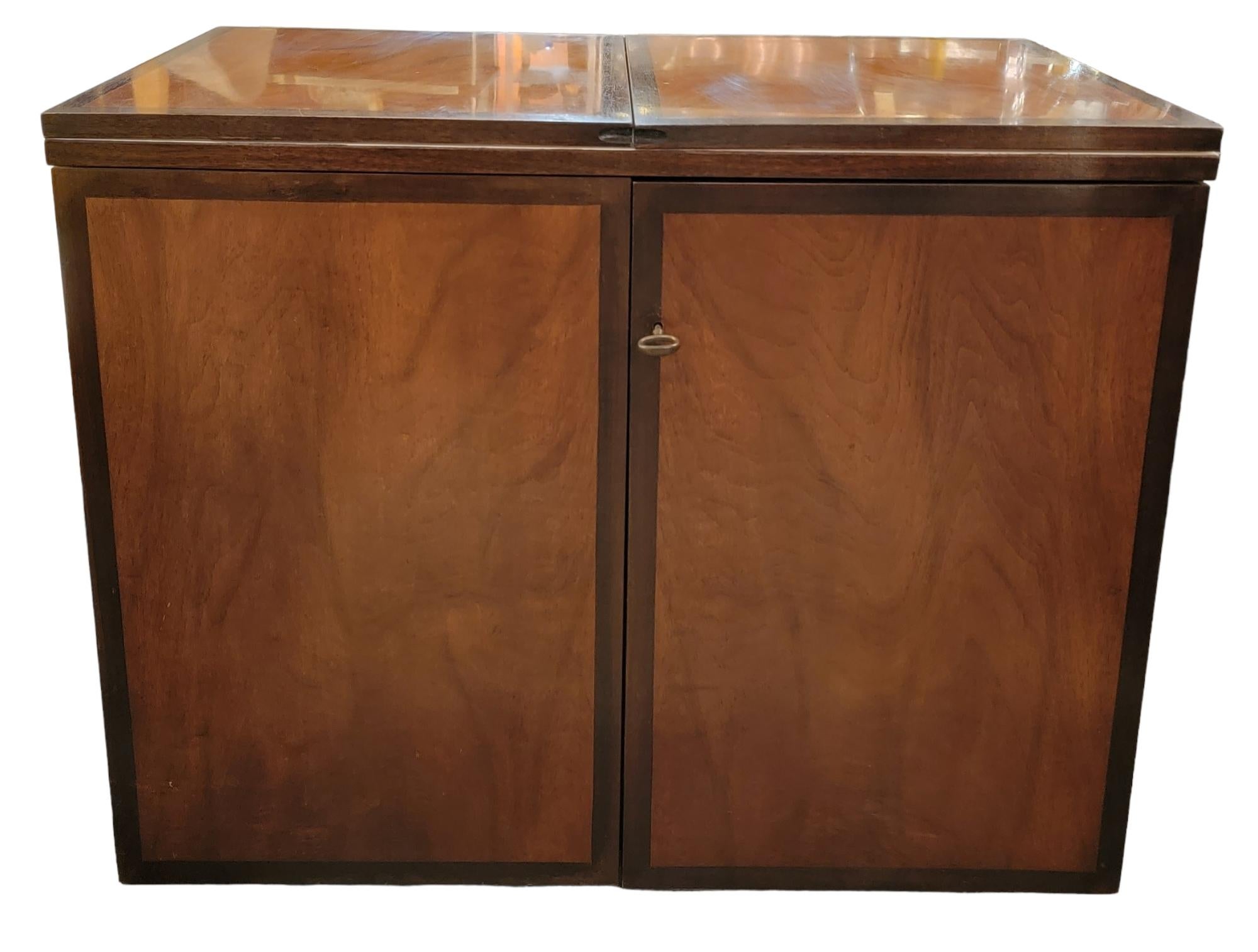 Wood Classic Midcentury Fold Out Bar